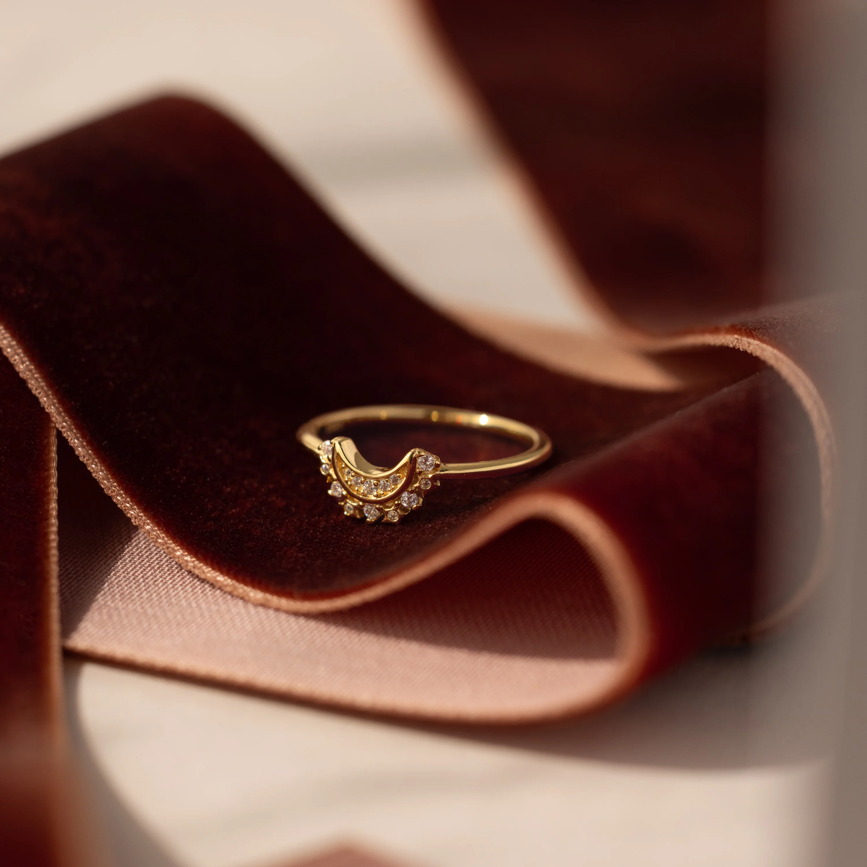 Diamond Crescent Moon Ring - Image 5