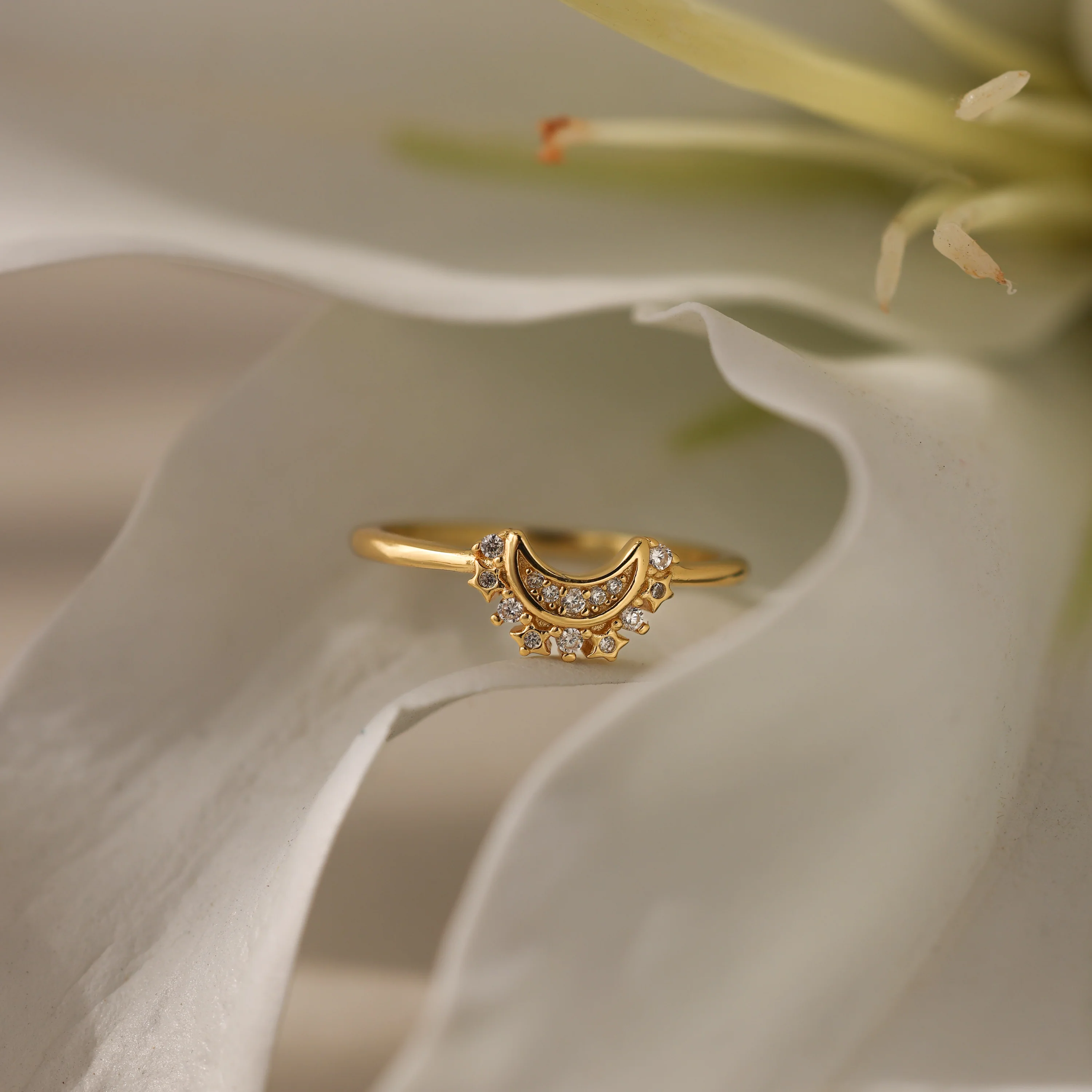 Diamond Crescent Moon Ring - Image 7
