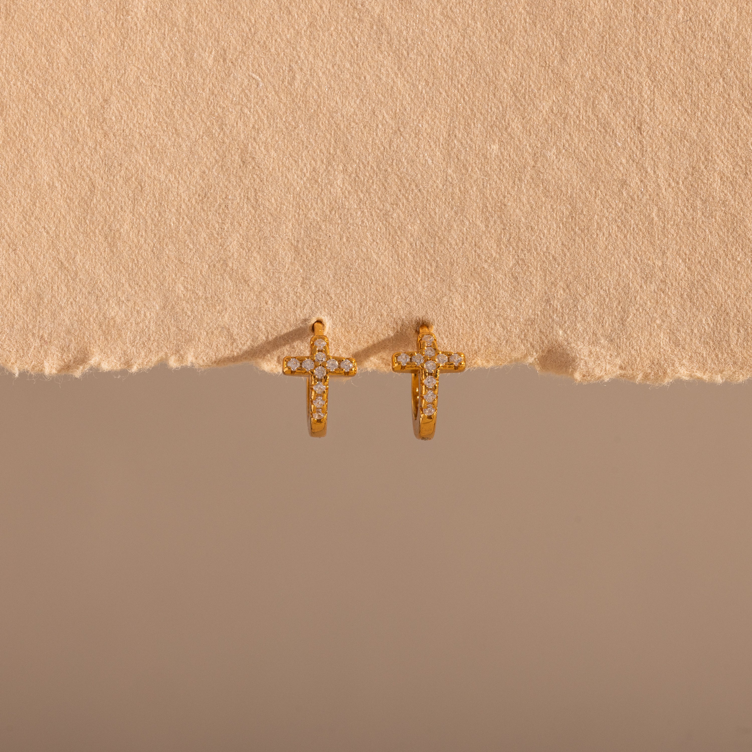 Diamond Cross Huggies in 18K Gold - Image 7