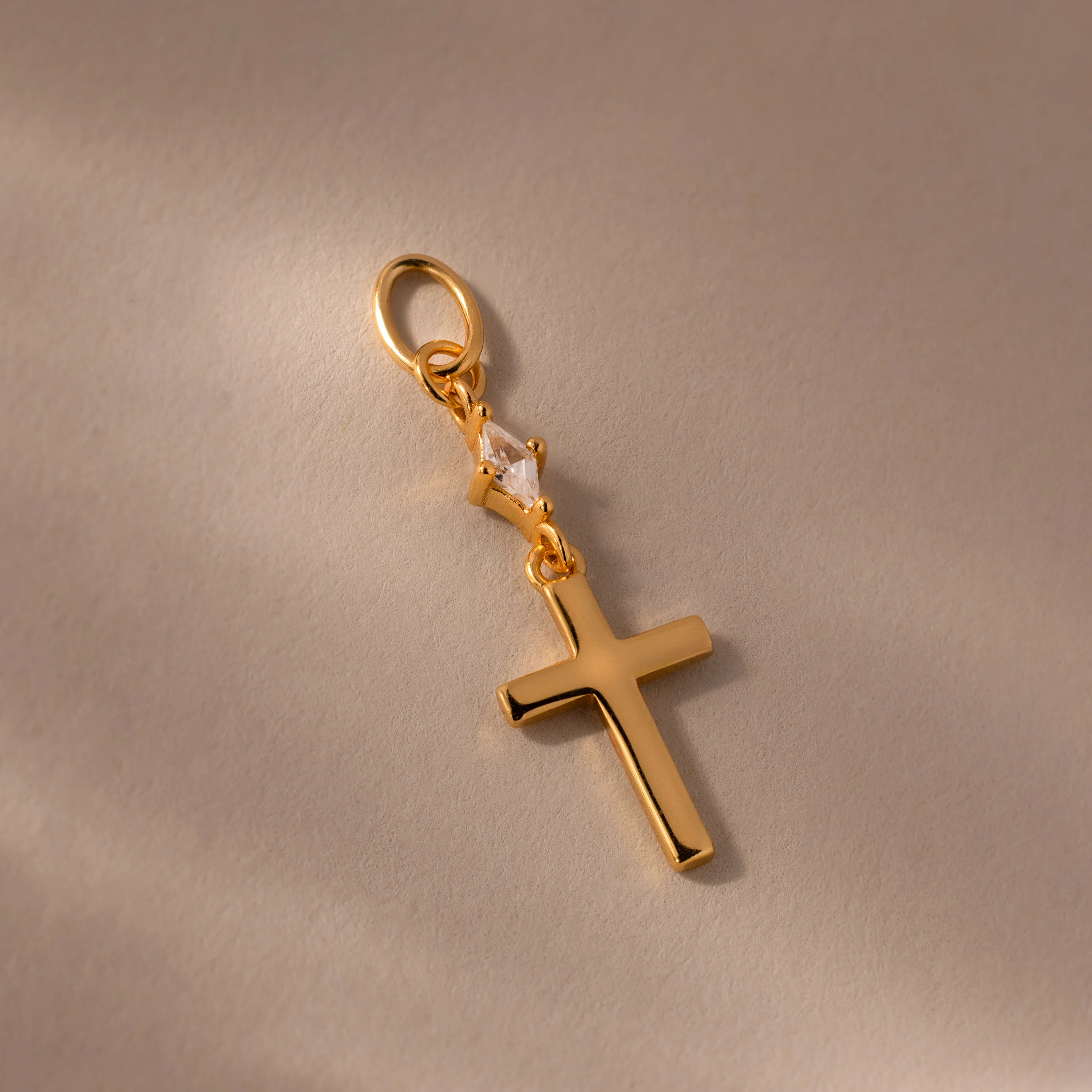 Diamond Drop Cross Charm