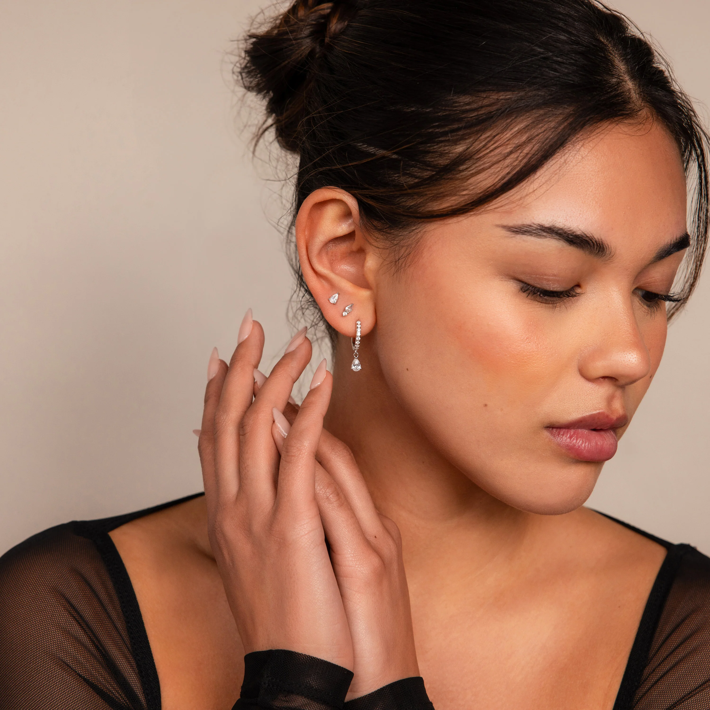 Diamond Drop Earrings Set - Image 6