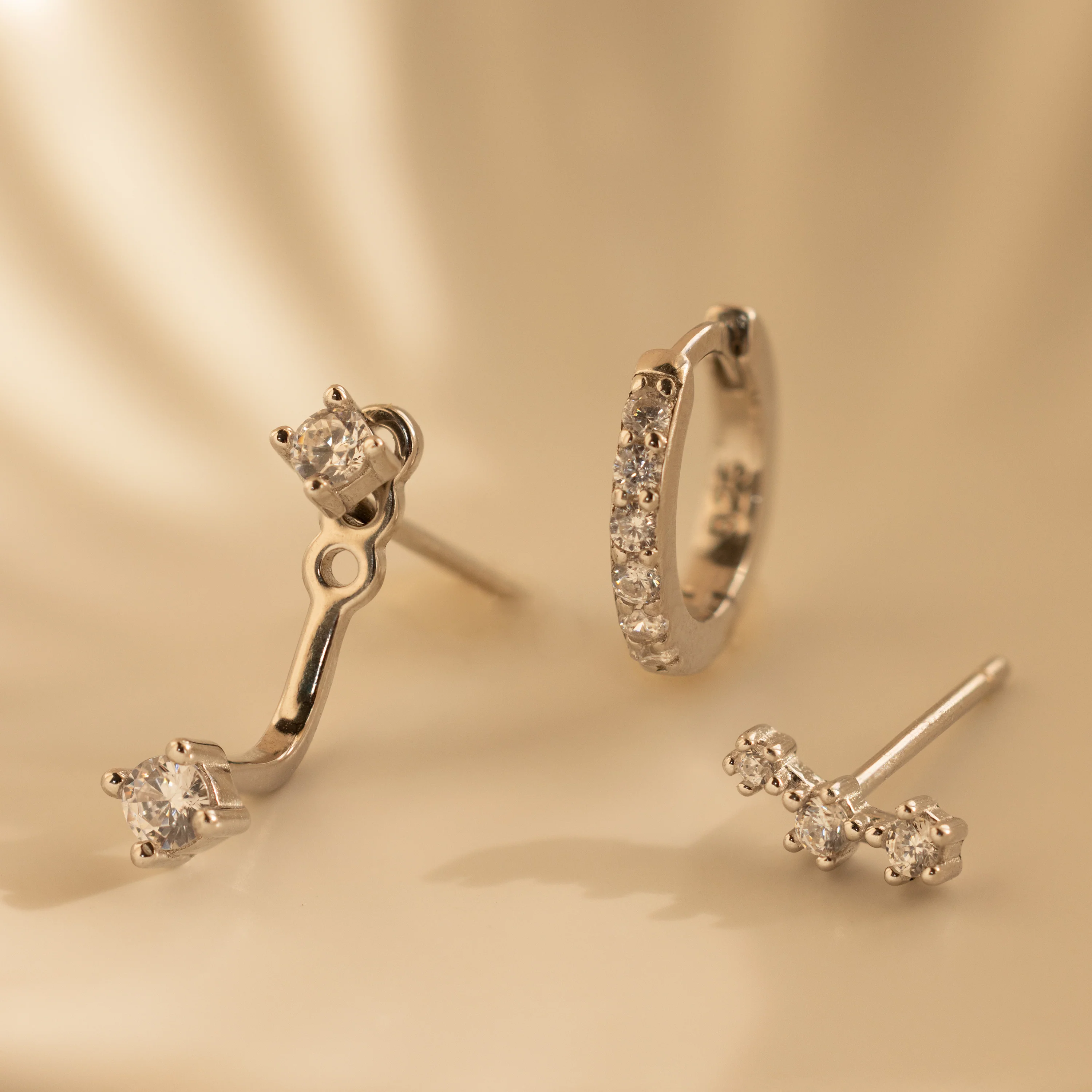 Diamond Earrings Set in Silver - Image 2
