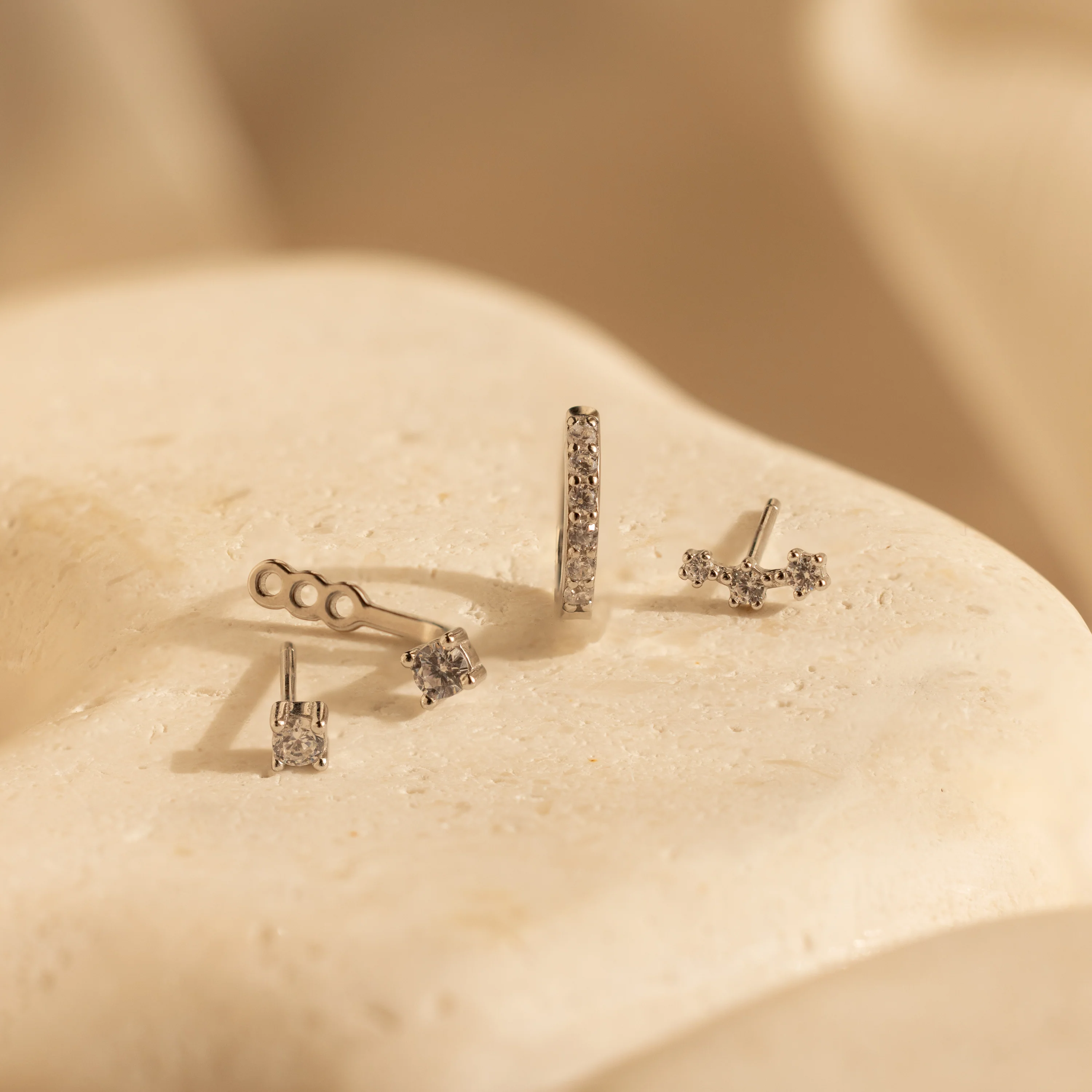 Diamond Earrings Set in Silver - Image 4