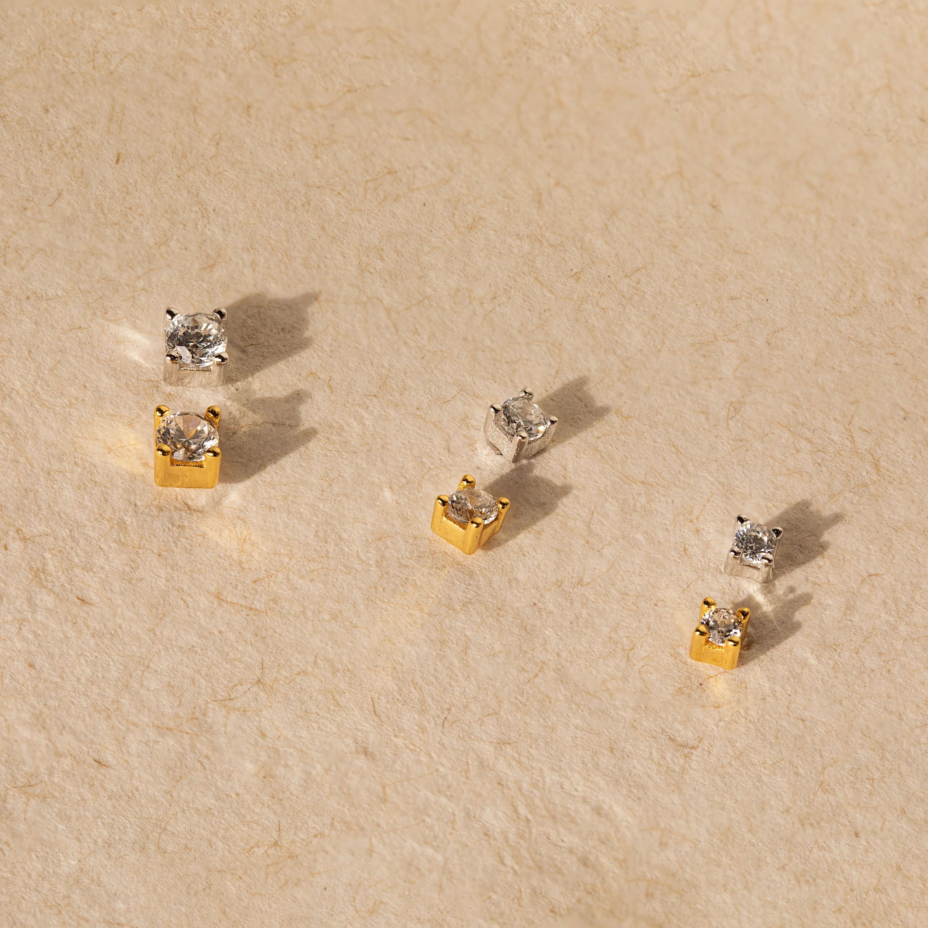 Diamond Flatback Studs Set in Silver - Image 3