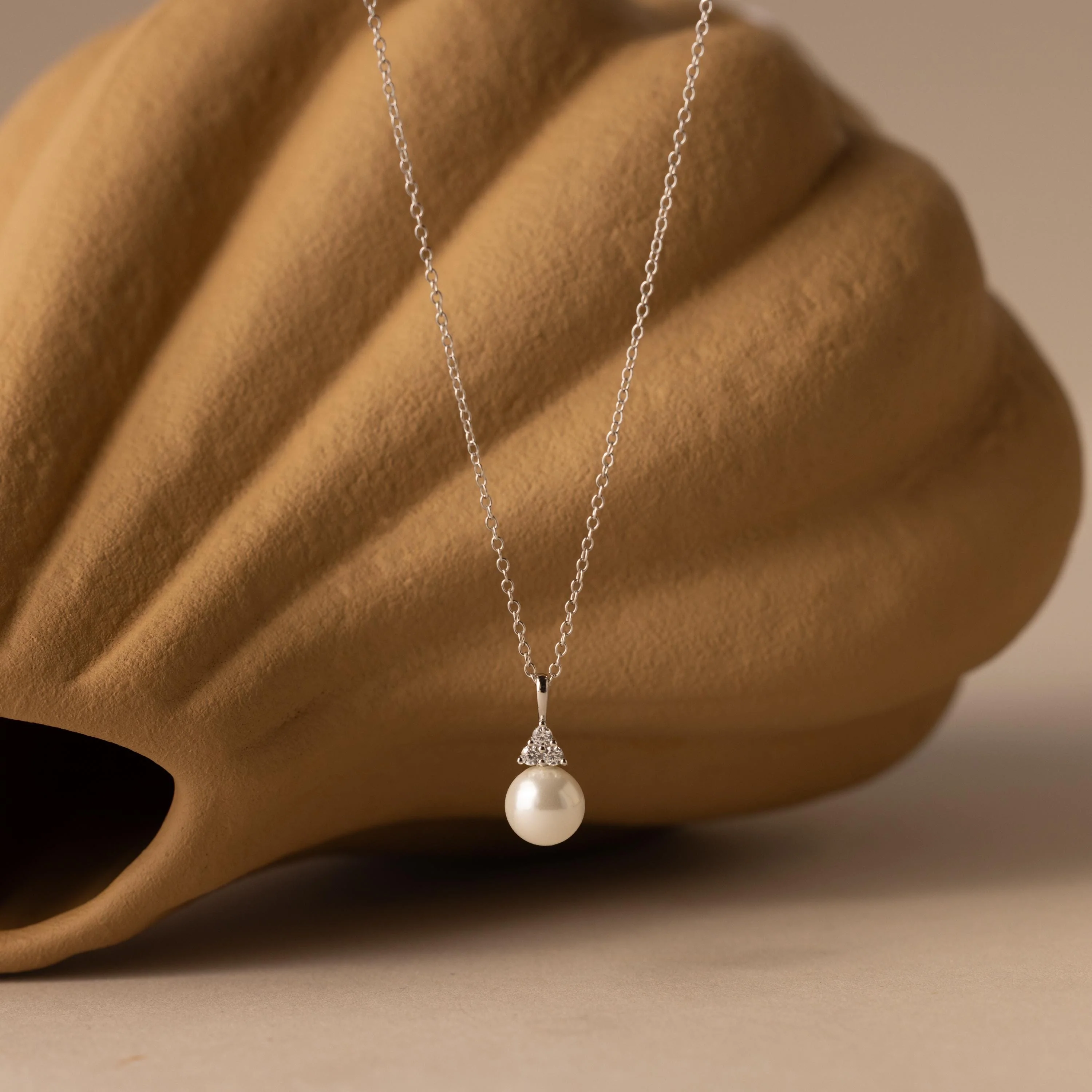 Diamond Halo Pearl Necklace - Image 6