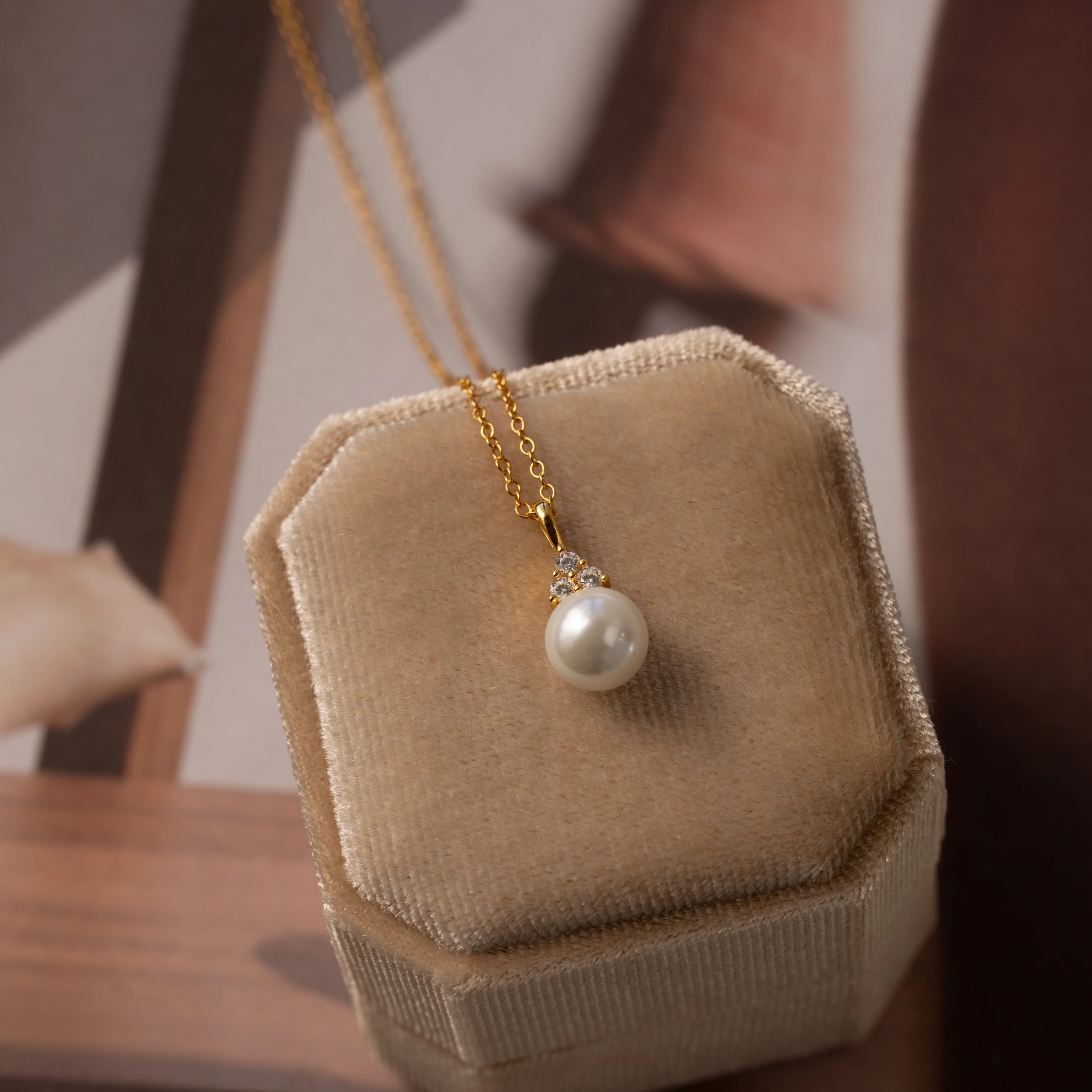 Diamond Halo Pearl Necklace - Image 8
