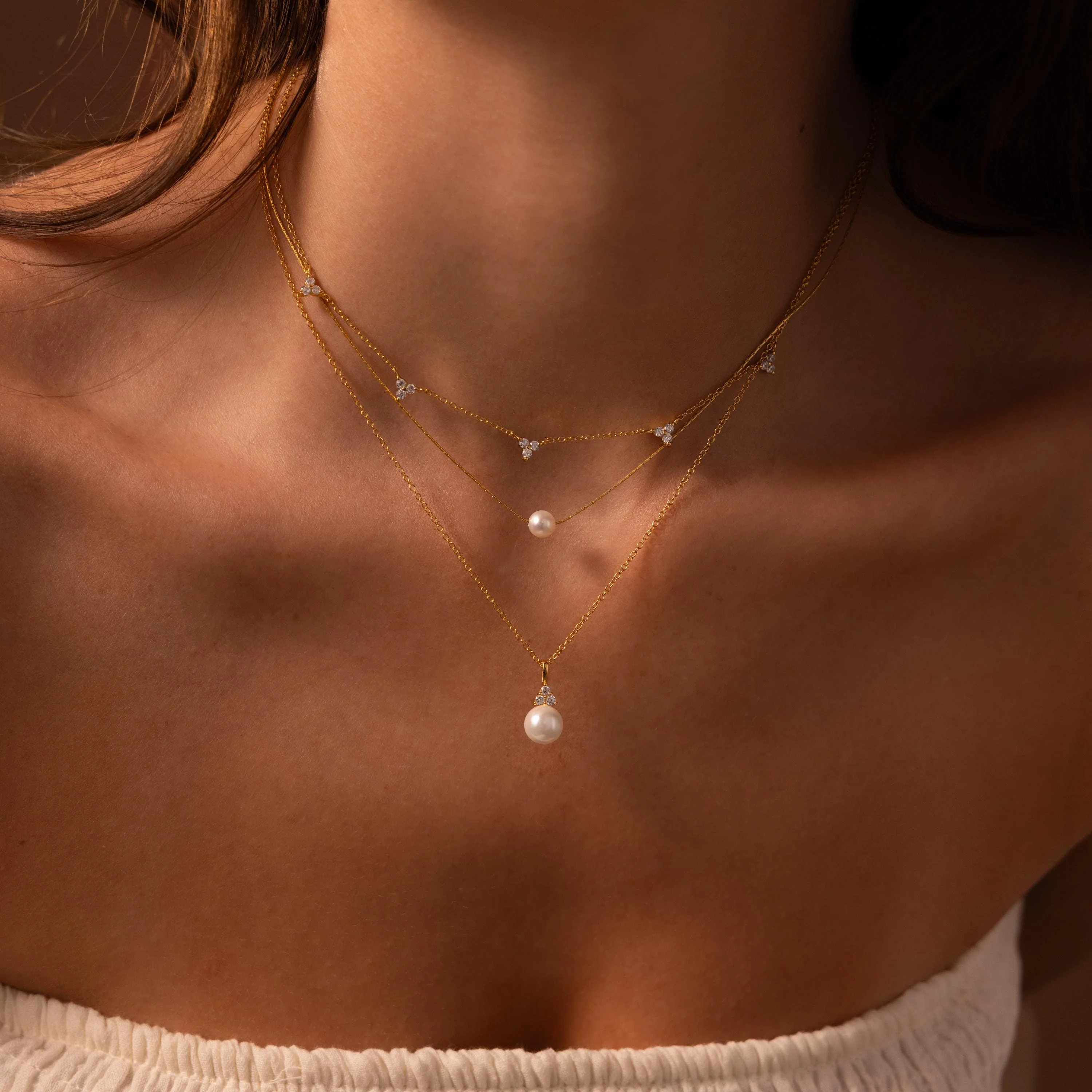 Diamond Halo Pearl Necklace - Image 9