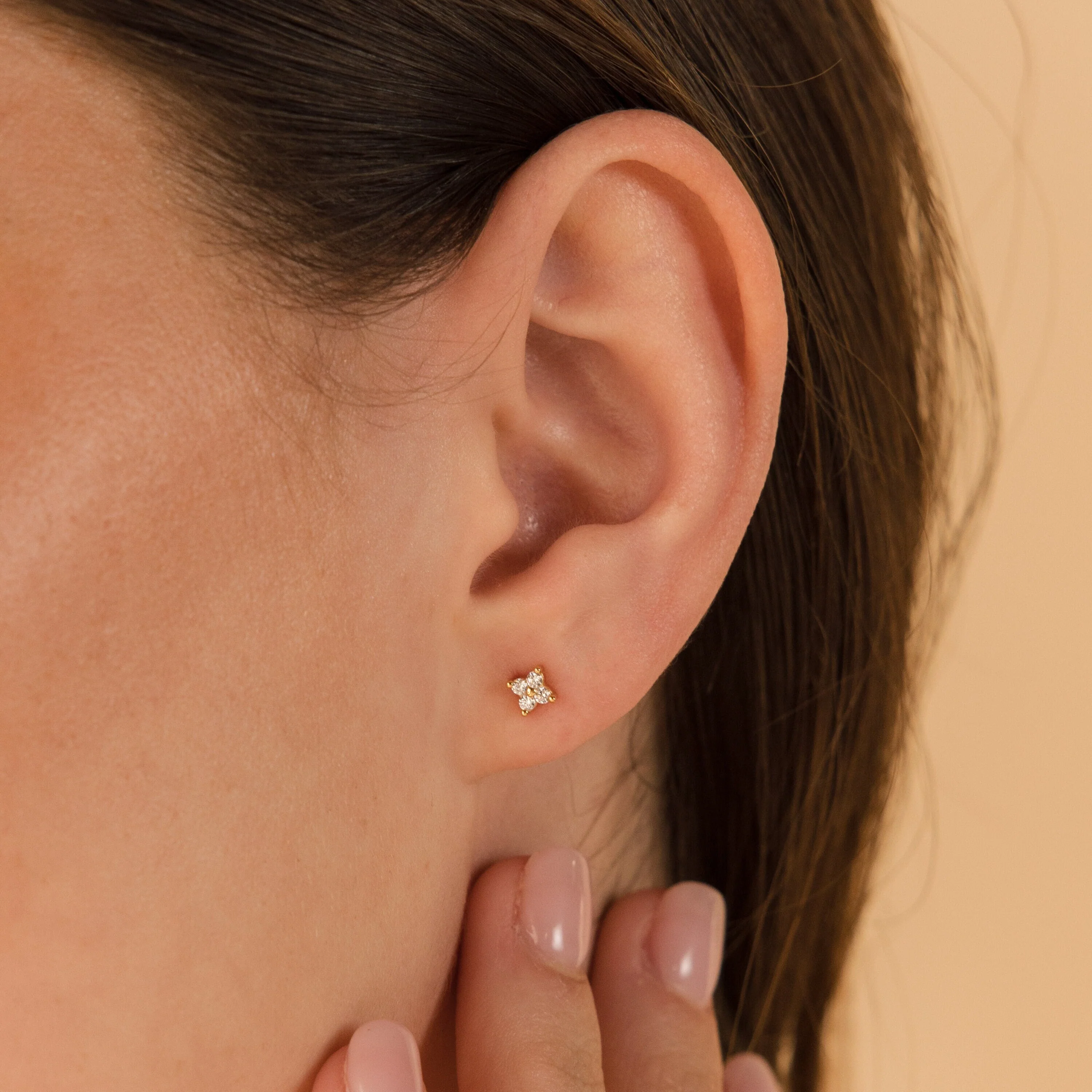Diamond Ivy Flower Studs - Image 2