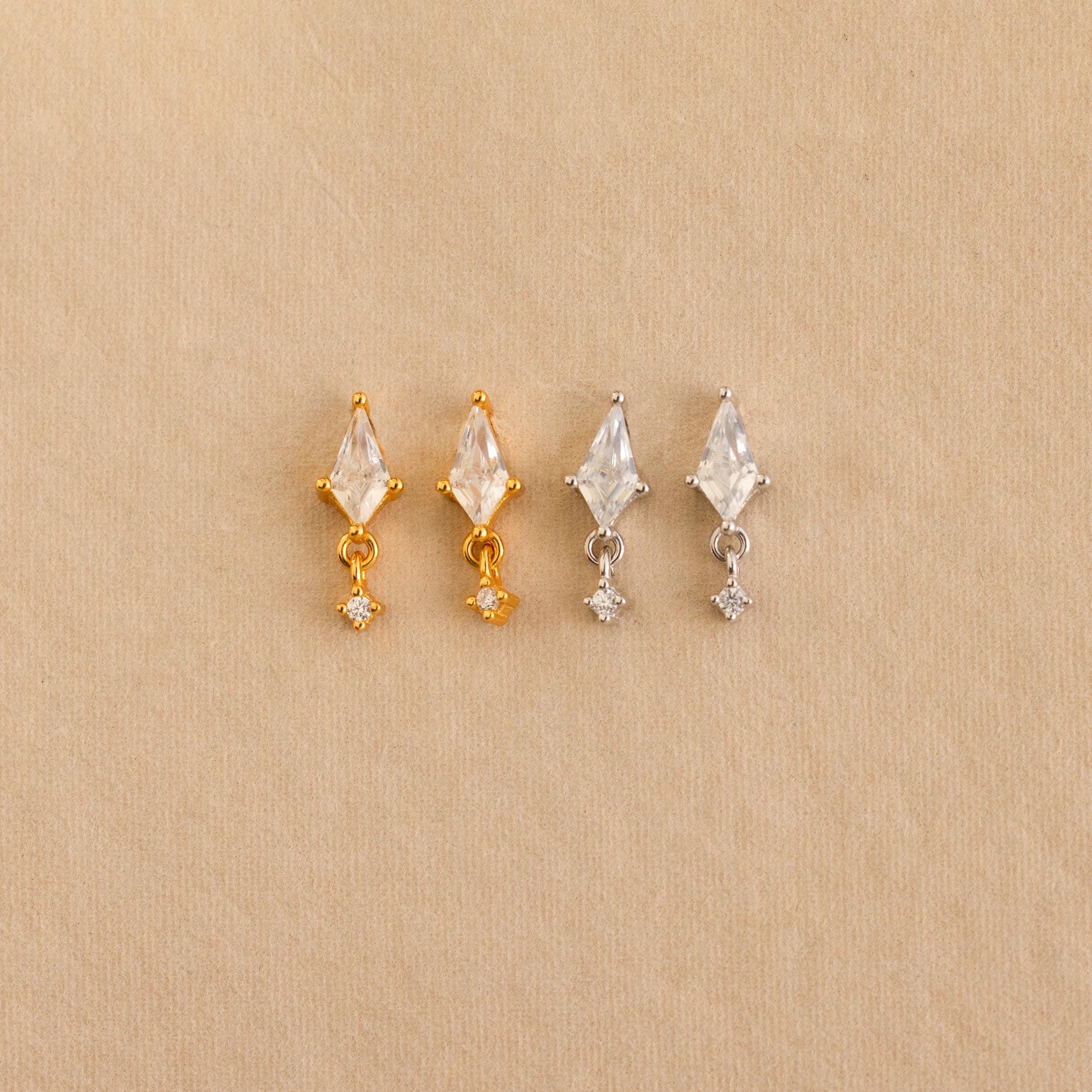 Diamond Kite Drop Earrings - Image 3