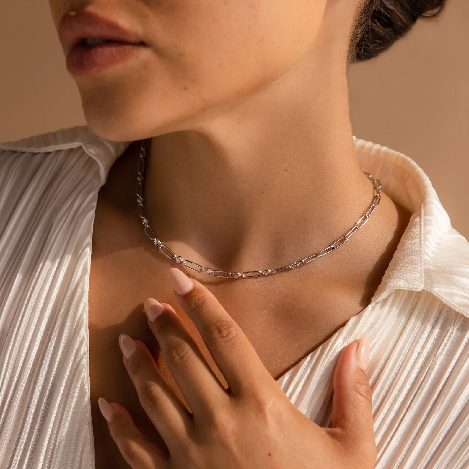 Diamond Paperclip Necklace - Image 8