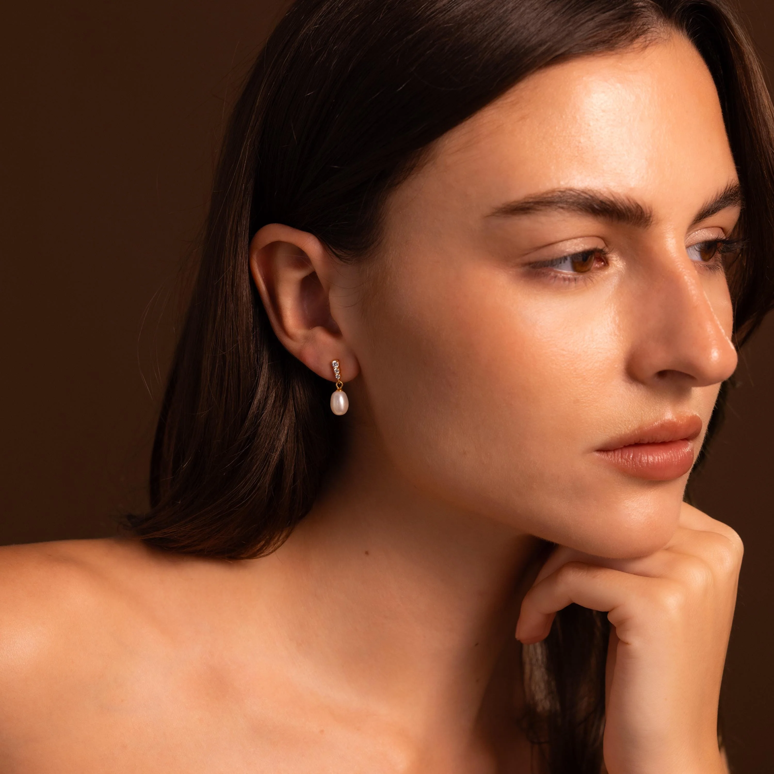 Diamond Pearl Droplet Earrings - Image 9