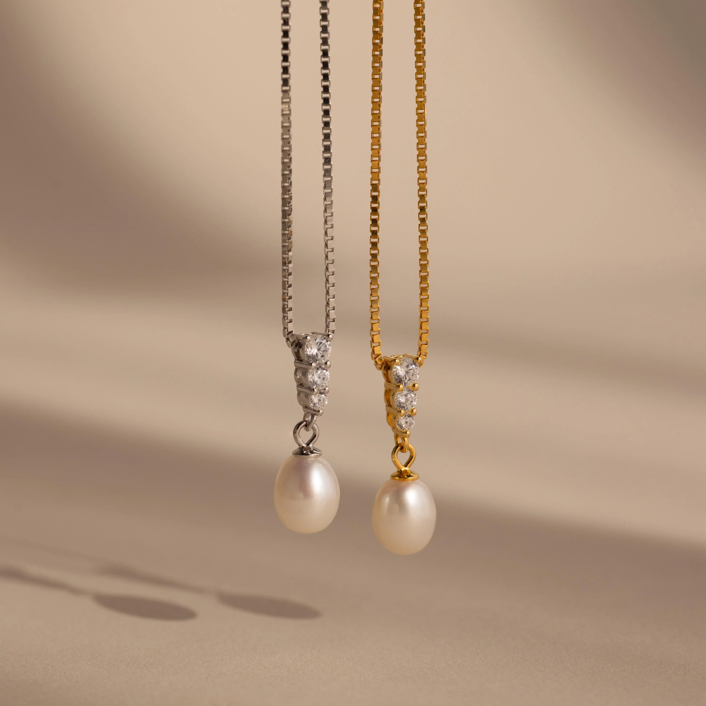 Diamond Pearl Droplet Necklace - Image 4