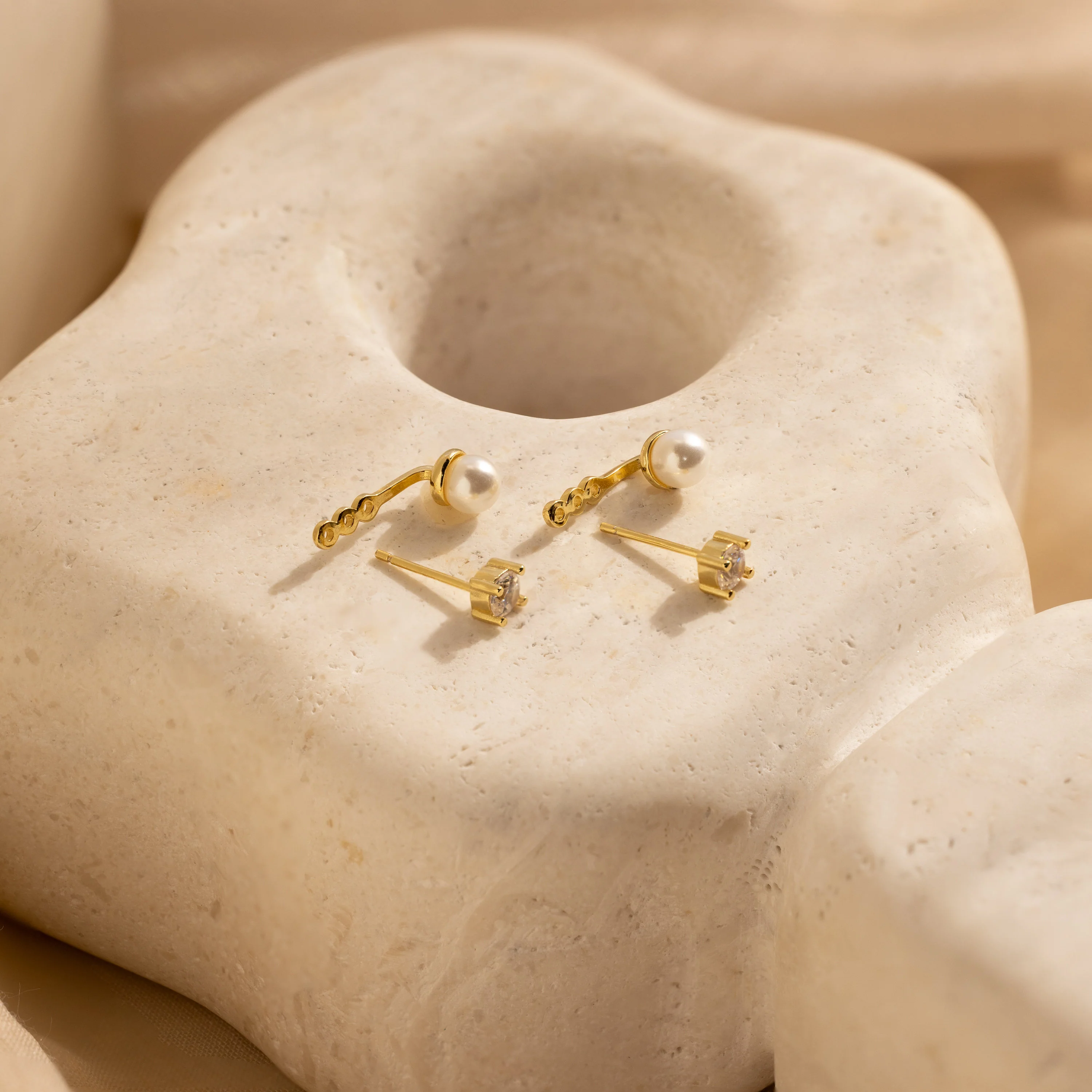 Diamond Pearl Ear Jackets - Image 2