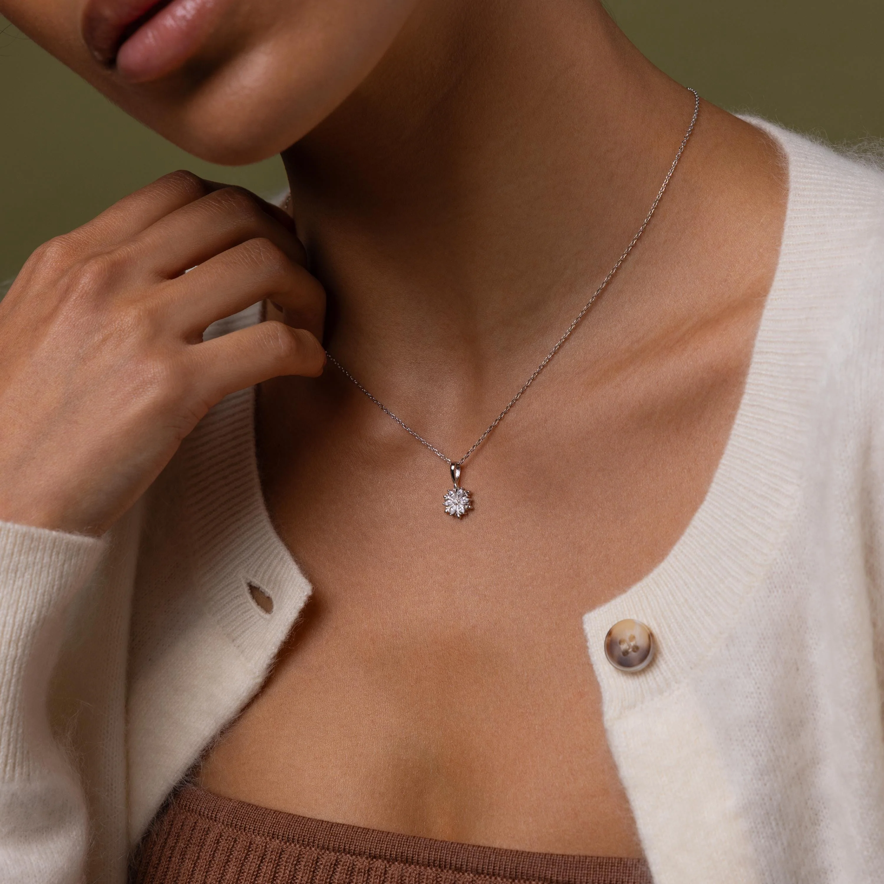 Diamond Poinsettia Necklace - Image 7