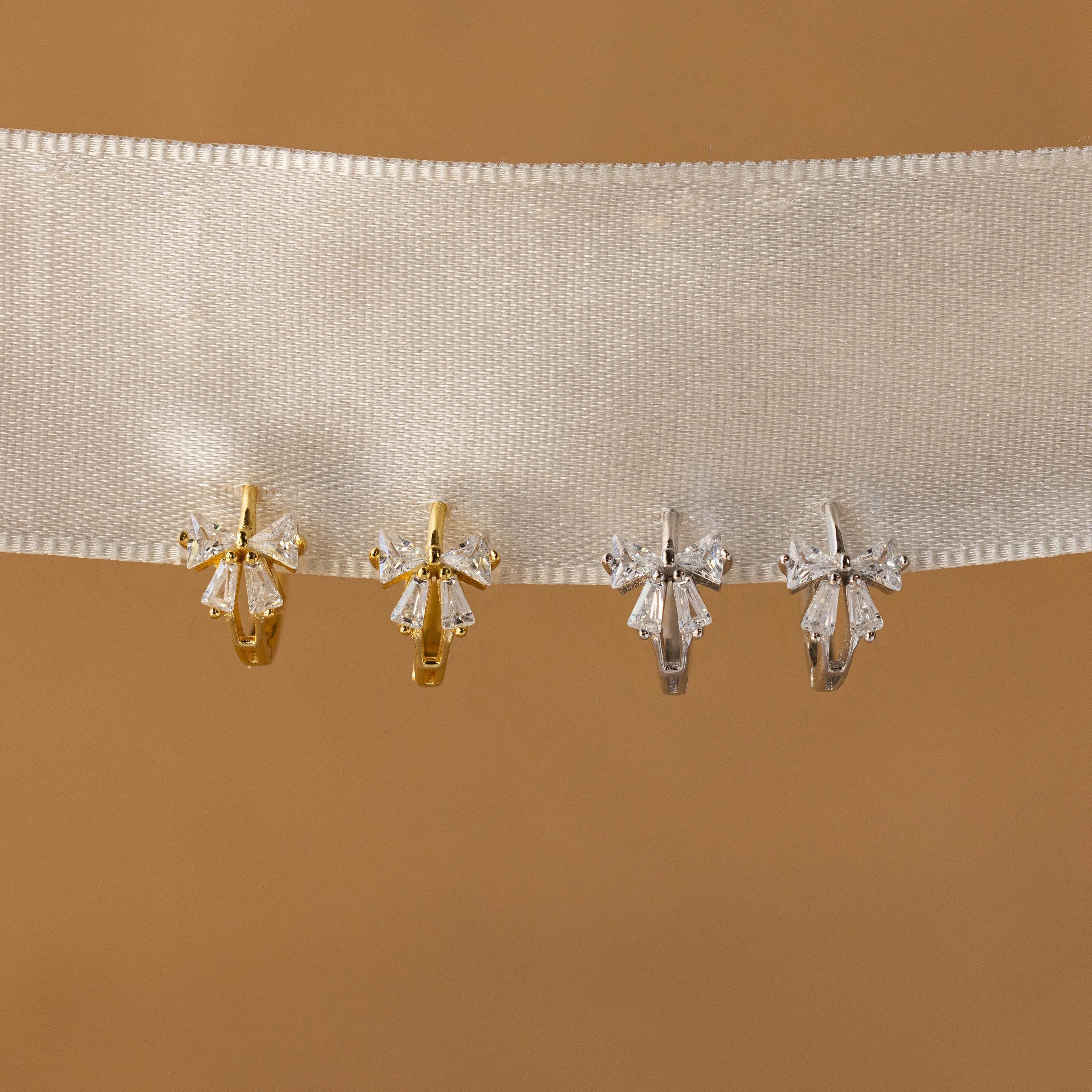 Diamond Ribbon Bow Huggies in 18K Gold - Image 4