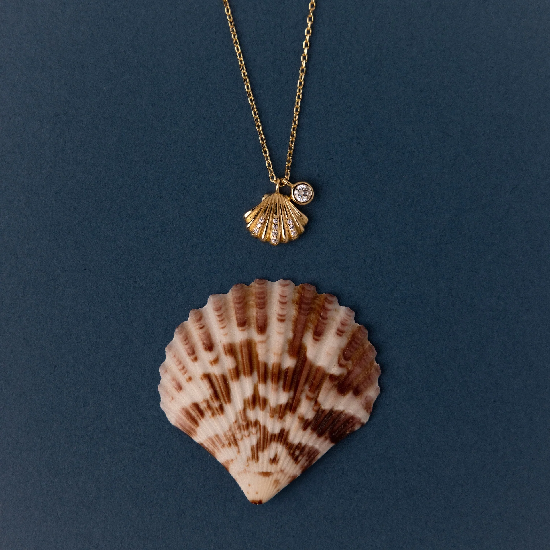 Diamond Seashell Charm Necklace in 18K Gold - Image 7
