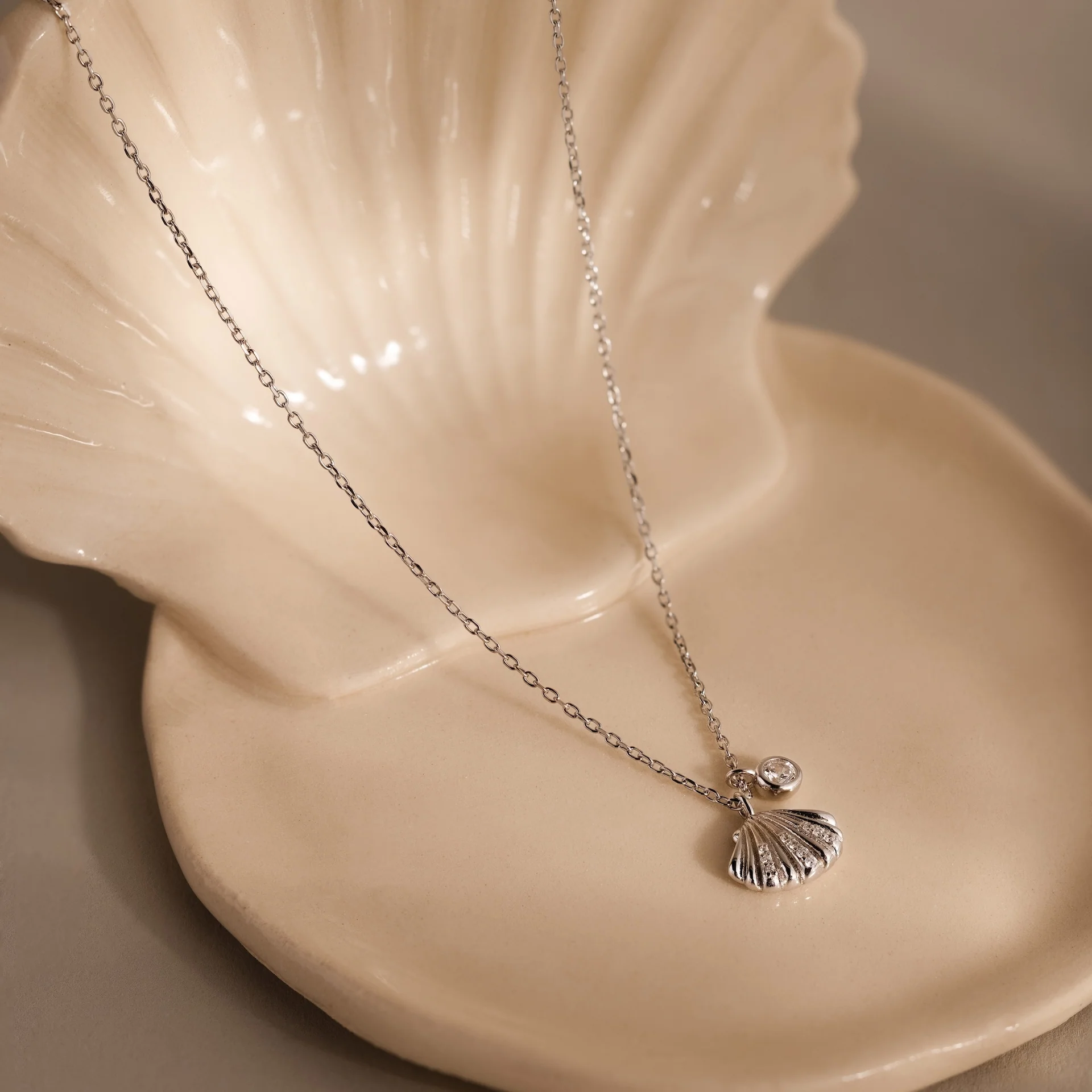 Diamond Seashell Charm Necklace - Image 4