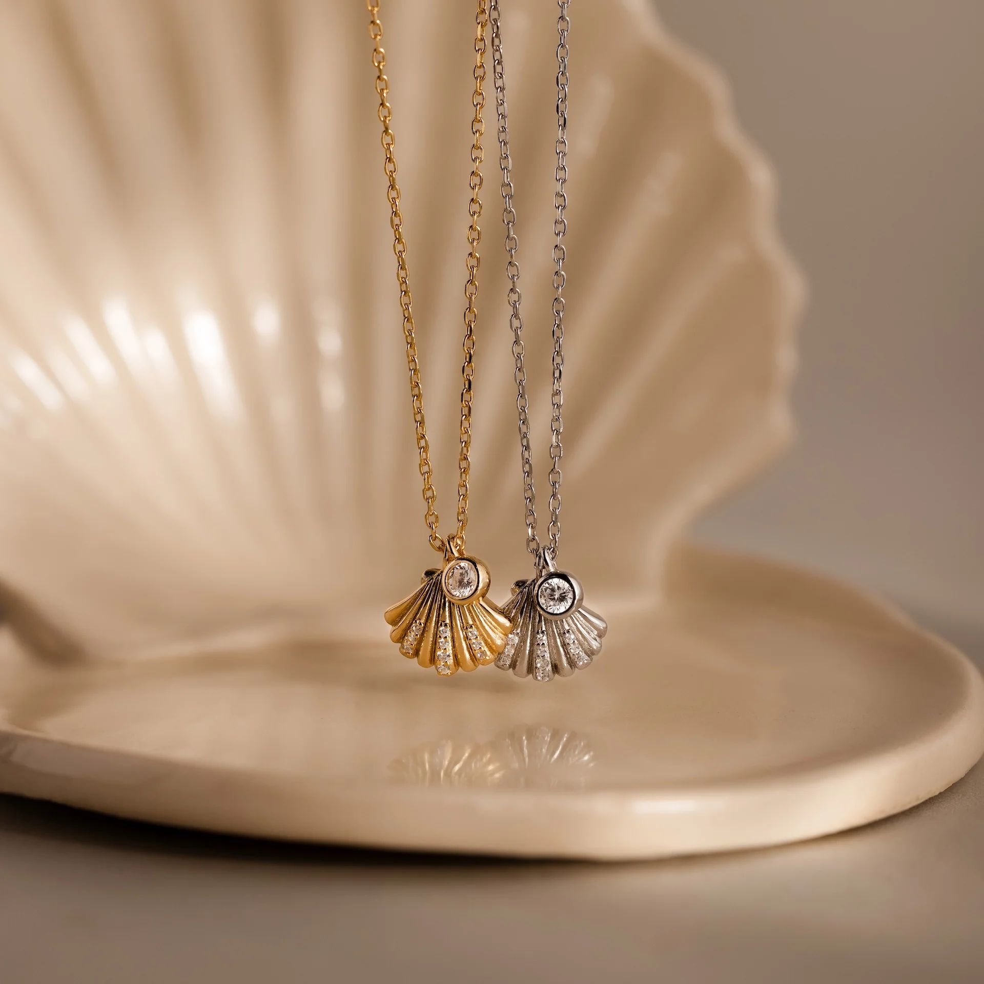 Diamond Seashell Charm Necklace - Image 6