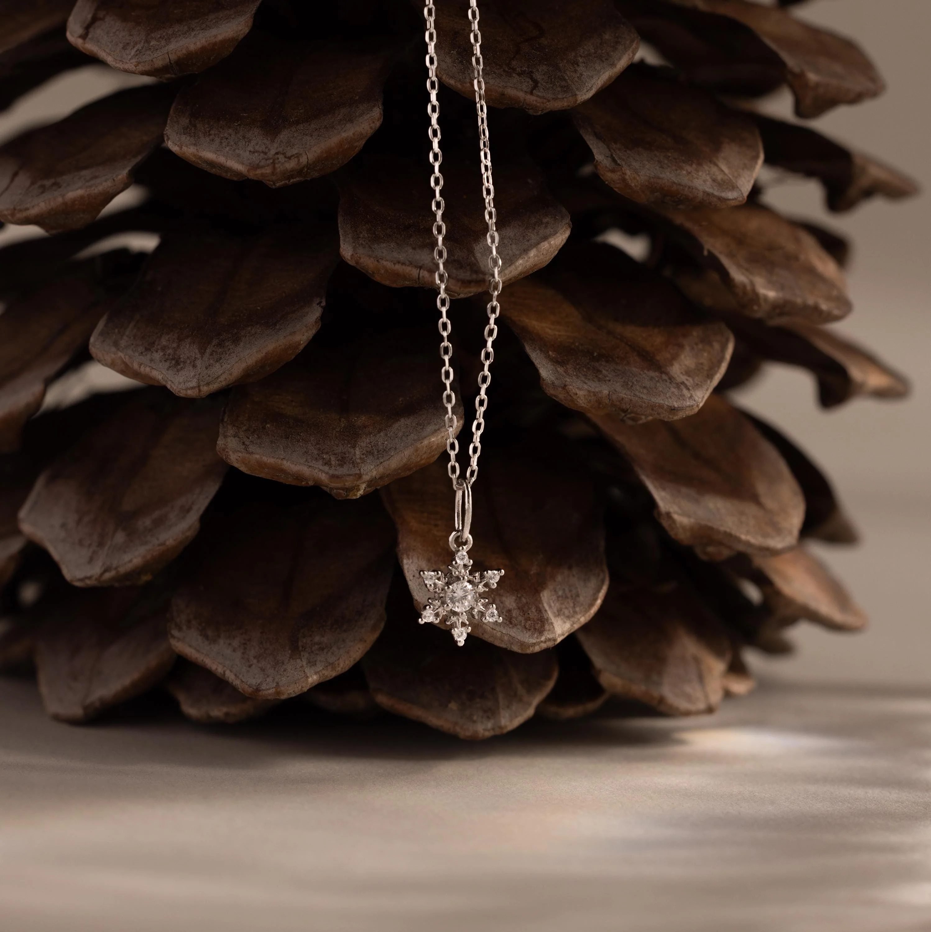 Diamond Snowflake Necklace in Silver - Image 3