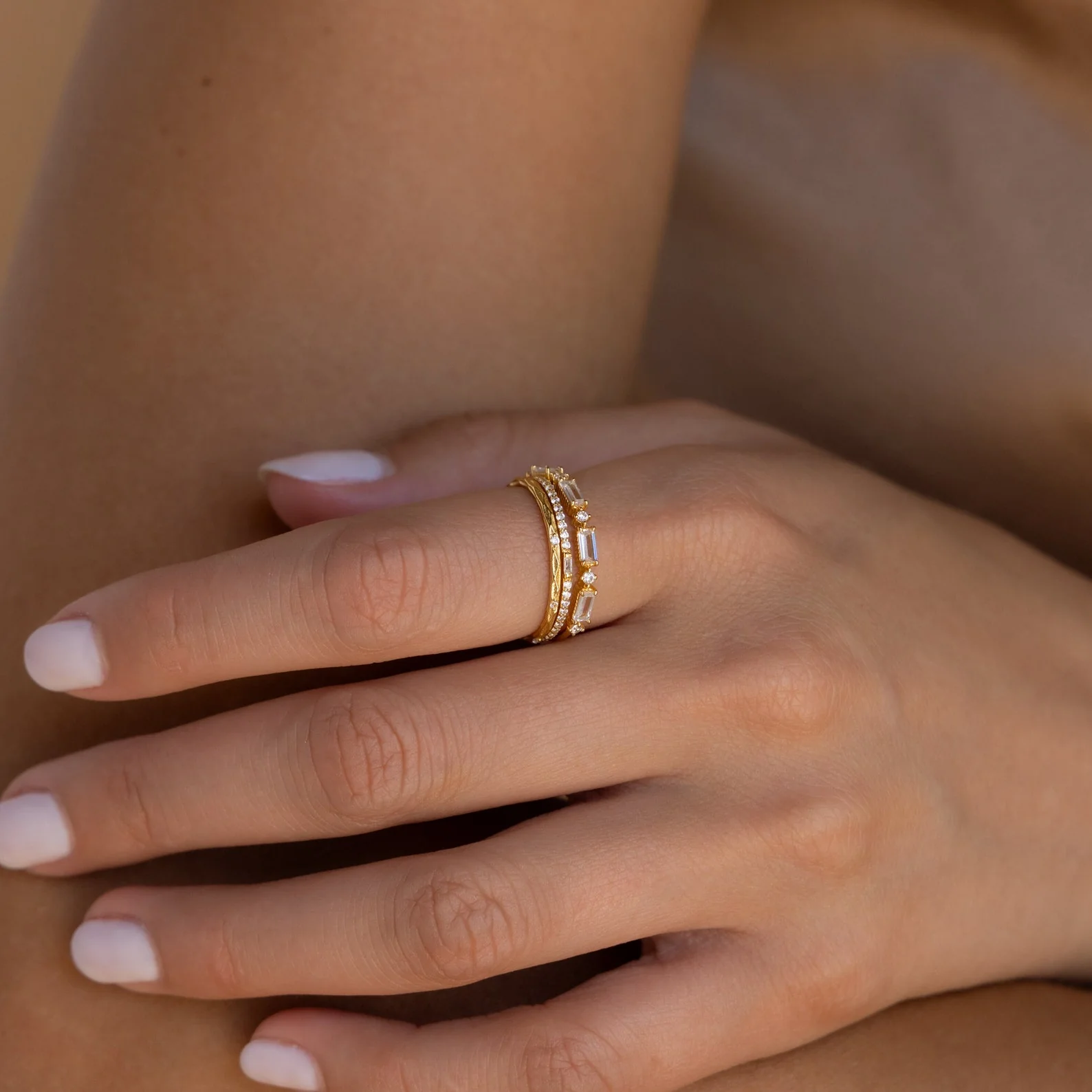 Diamond Stacking Ring Set in 18K Gold - Image 5