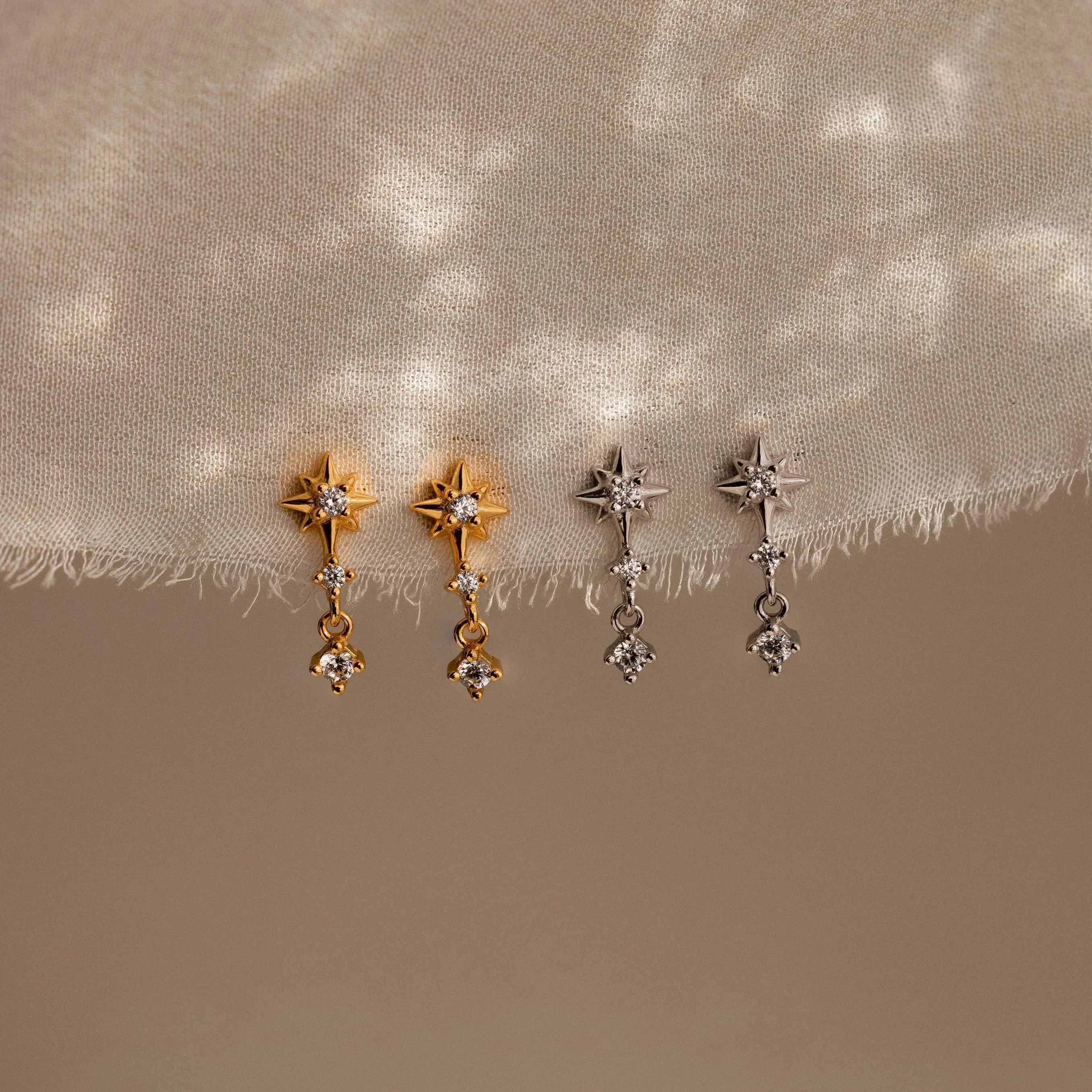 Diamond Starburst Drop Studs - Image 3