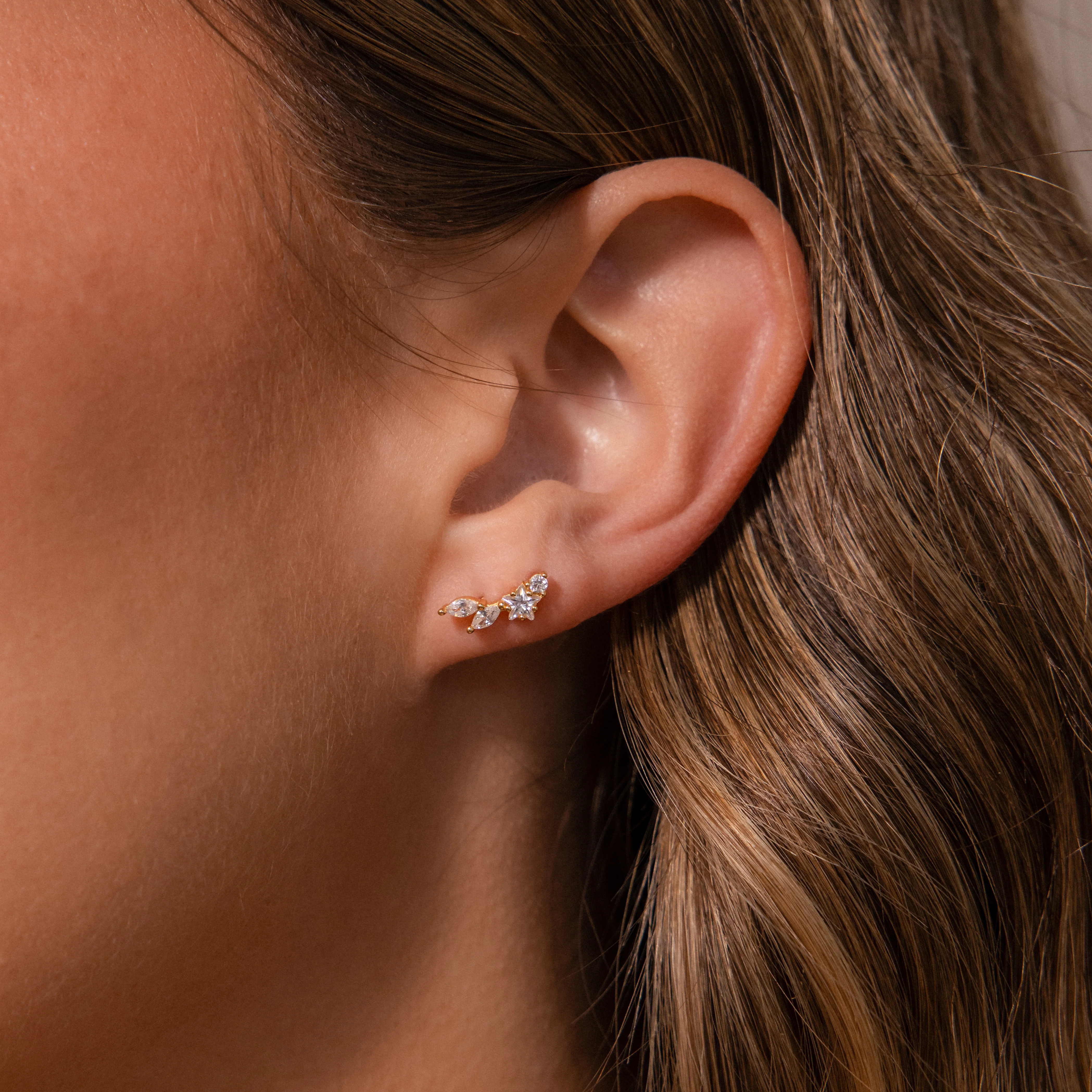 Diamond Starfall Flatback Climbers in 18K Gold - Image 2