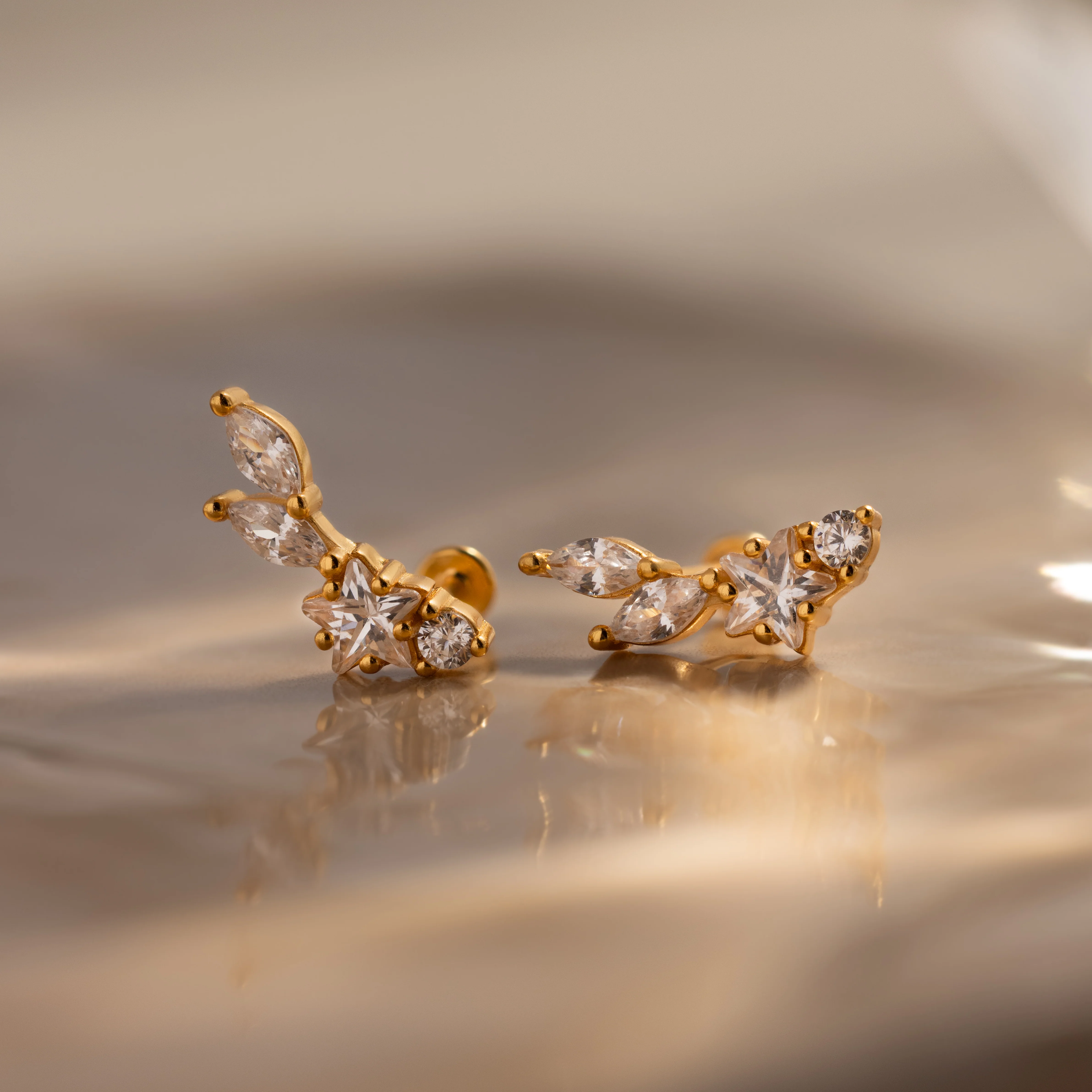 Diamond Starfall Flatback Climbers in 18K Gold - Image 3