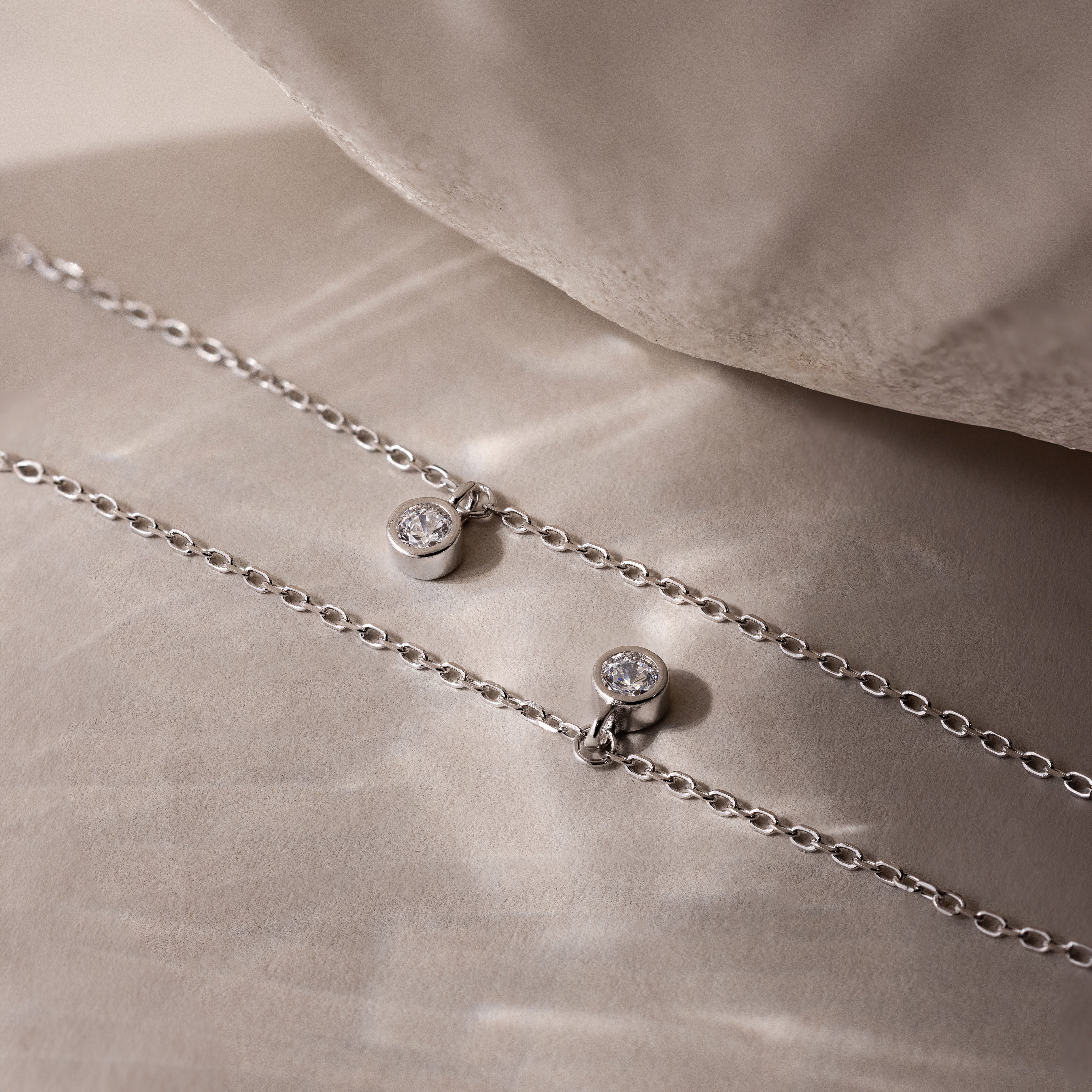 Diamond Station Necklace in Silver - Image 4
