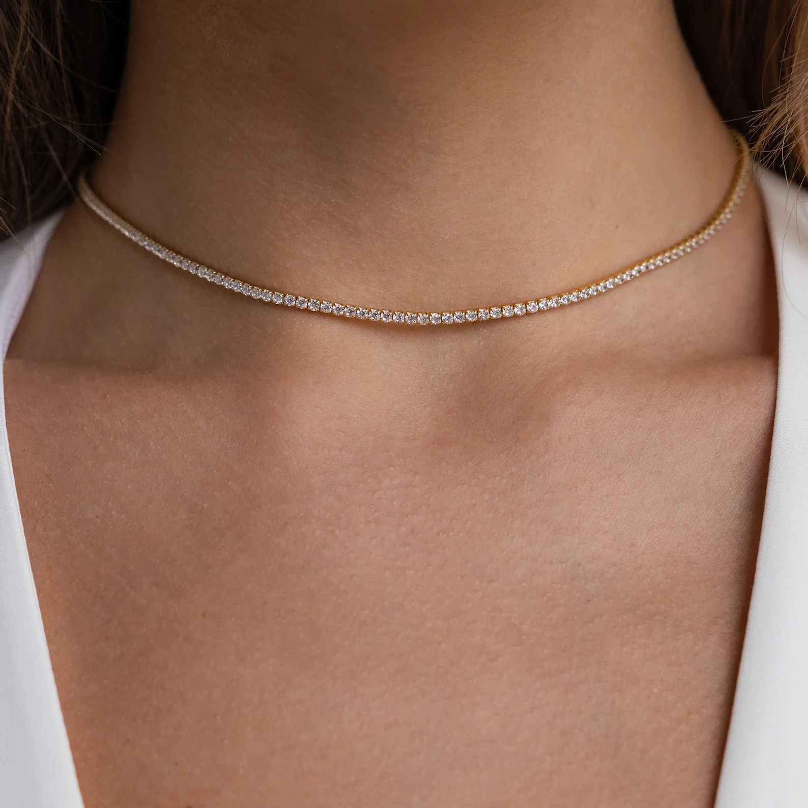 Diamond Tennis Choker Necklace - Image 3