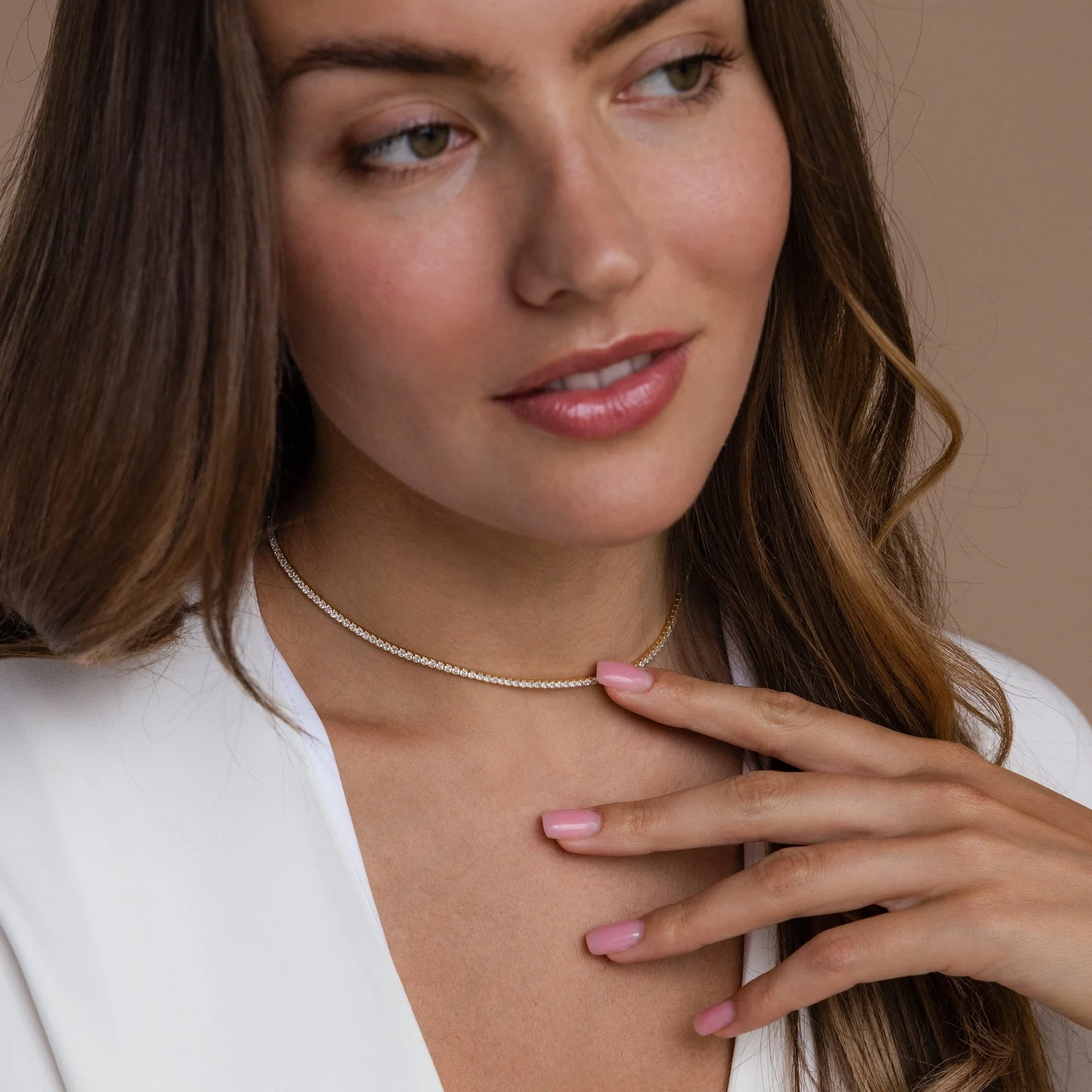 Diamond Tennis Choker Necklace - Image 5
