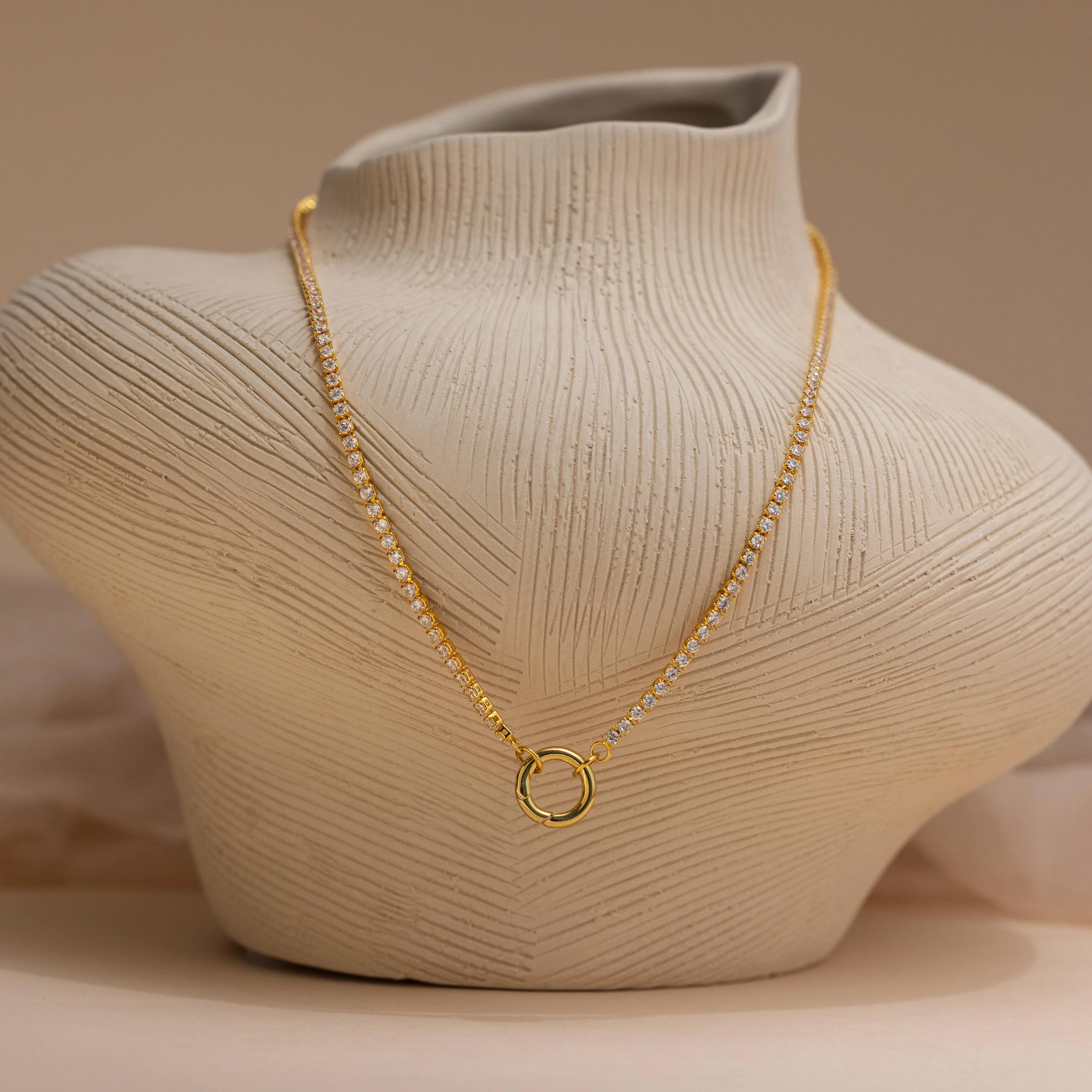 Diamond Tennis Clasp Necklace in 18K Gold - Image 2
