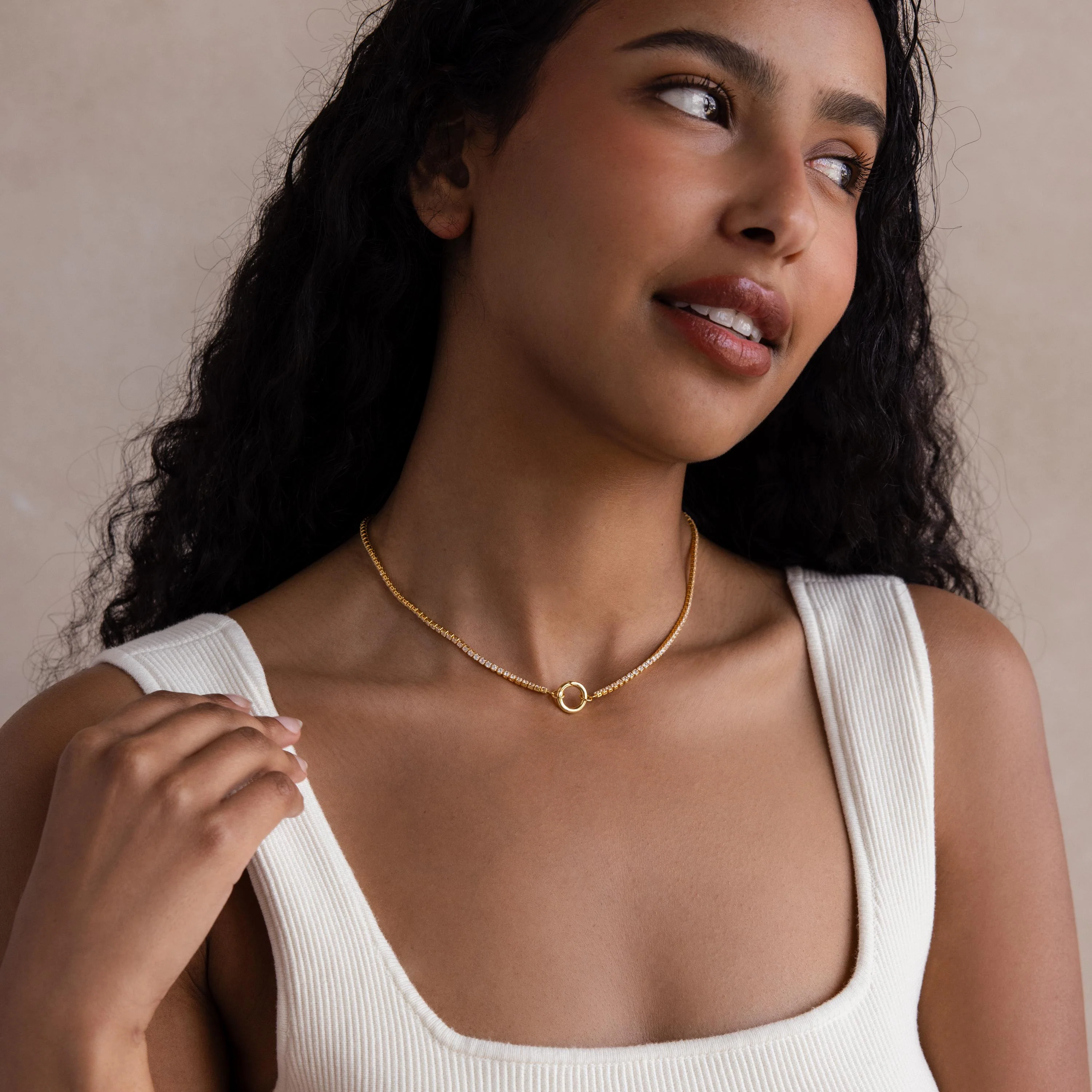 Diamond Tennis Clasp Necklace in 18K Gold - Image 5