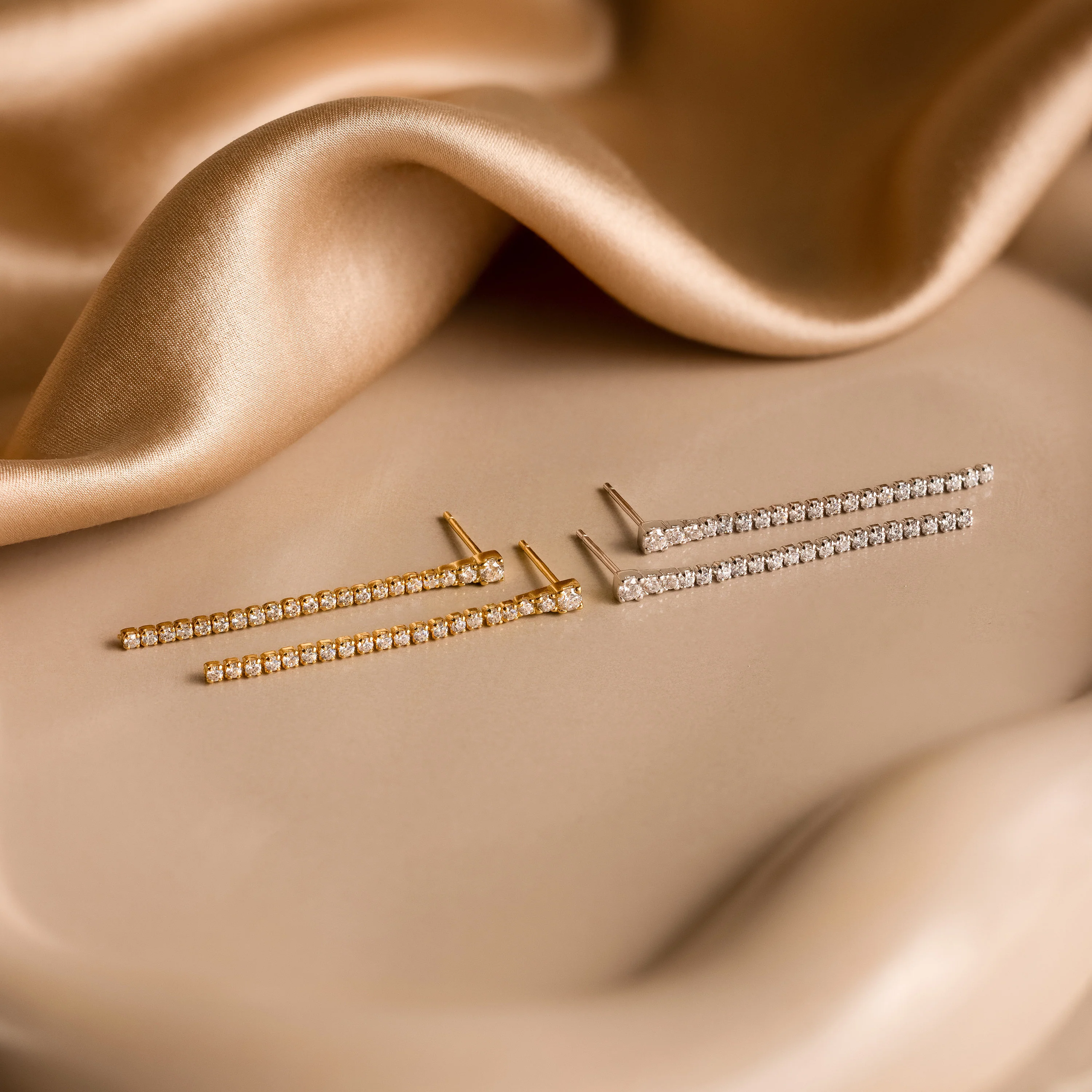 Diamond Tennis Dangle Earrings - Image 5
