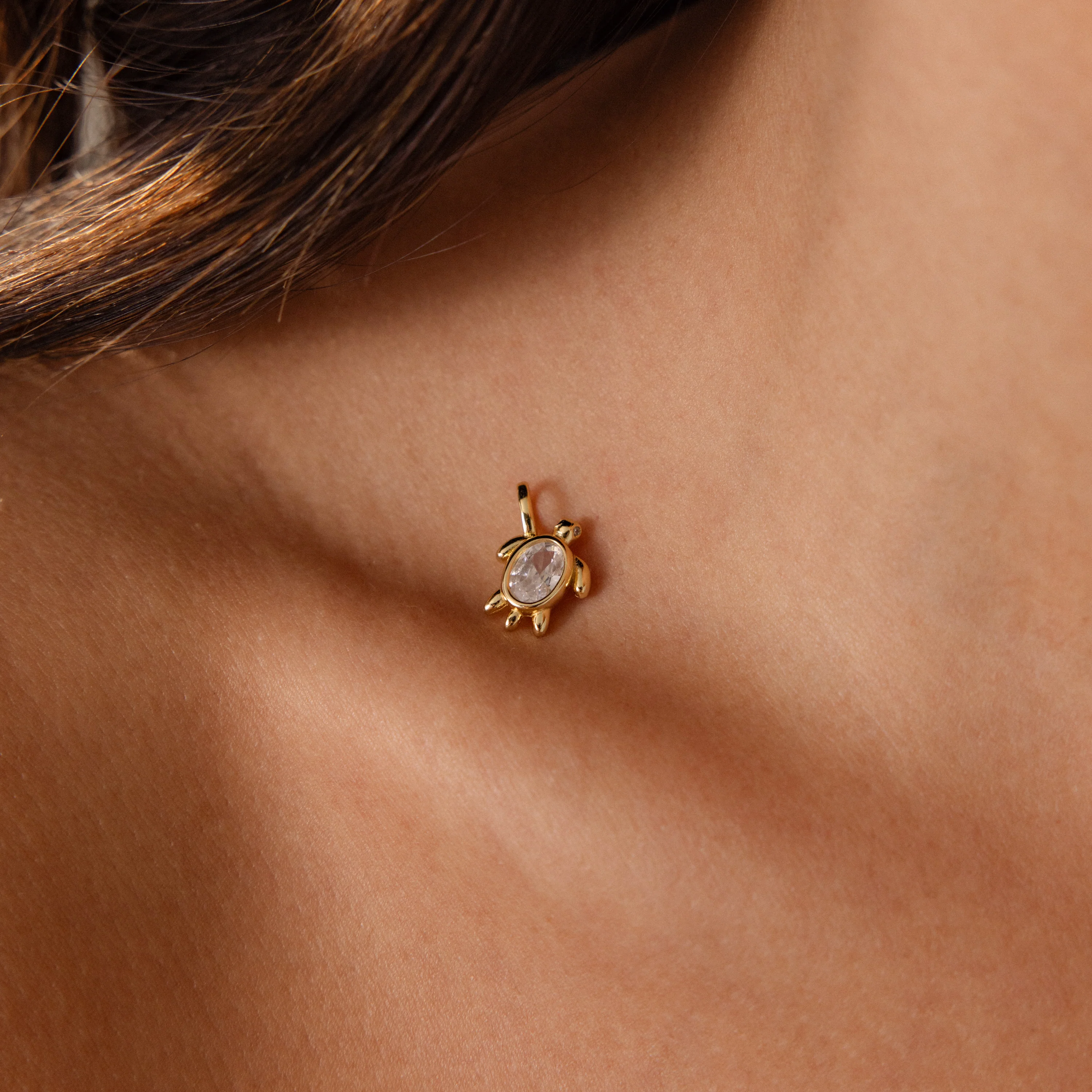 Diamond Turtle Charm in 18K Gold - Image 6
