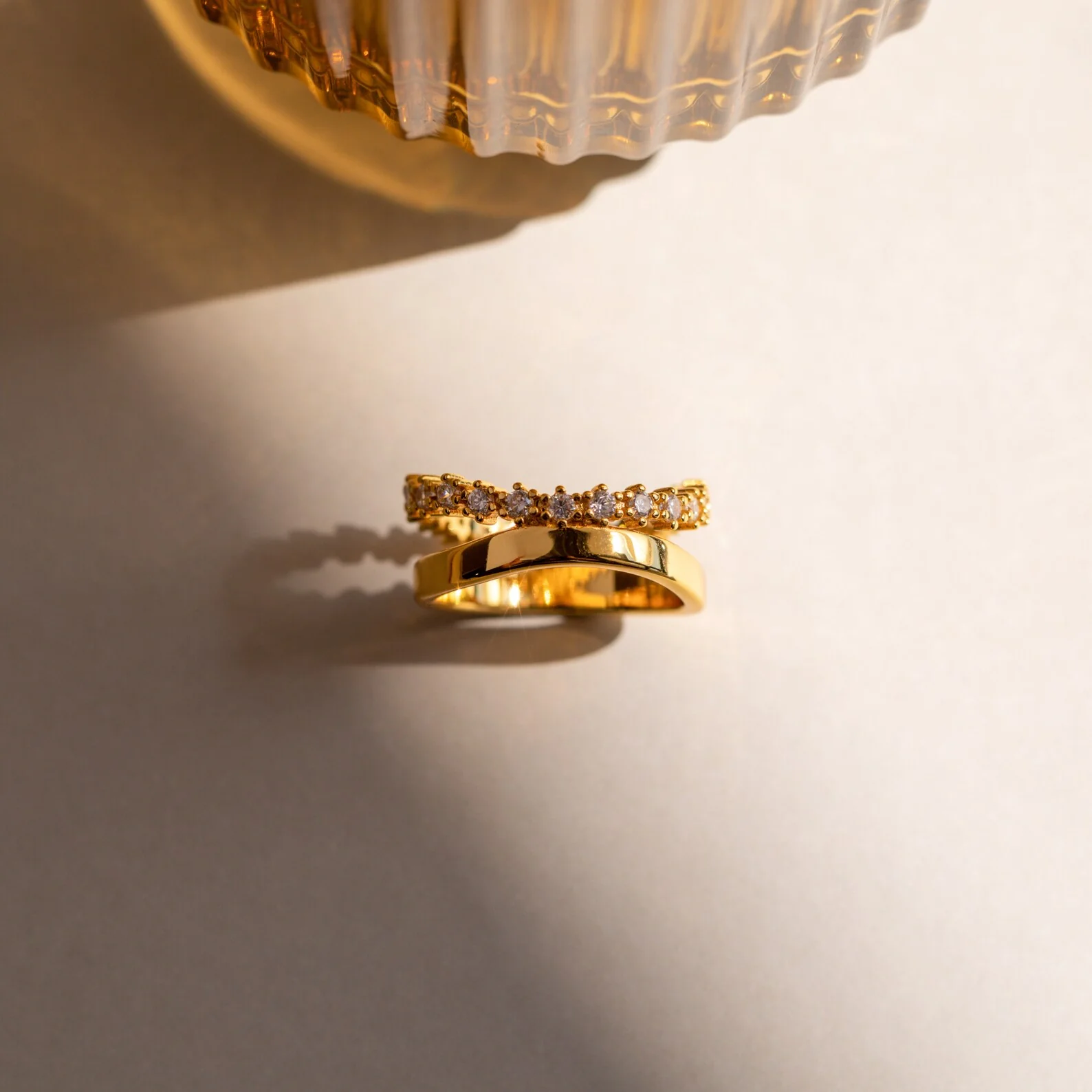 Wave Diamond Duo Ring - Image 5