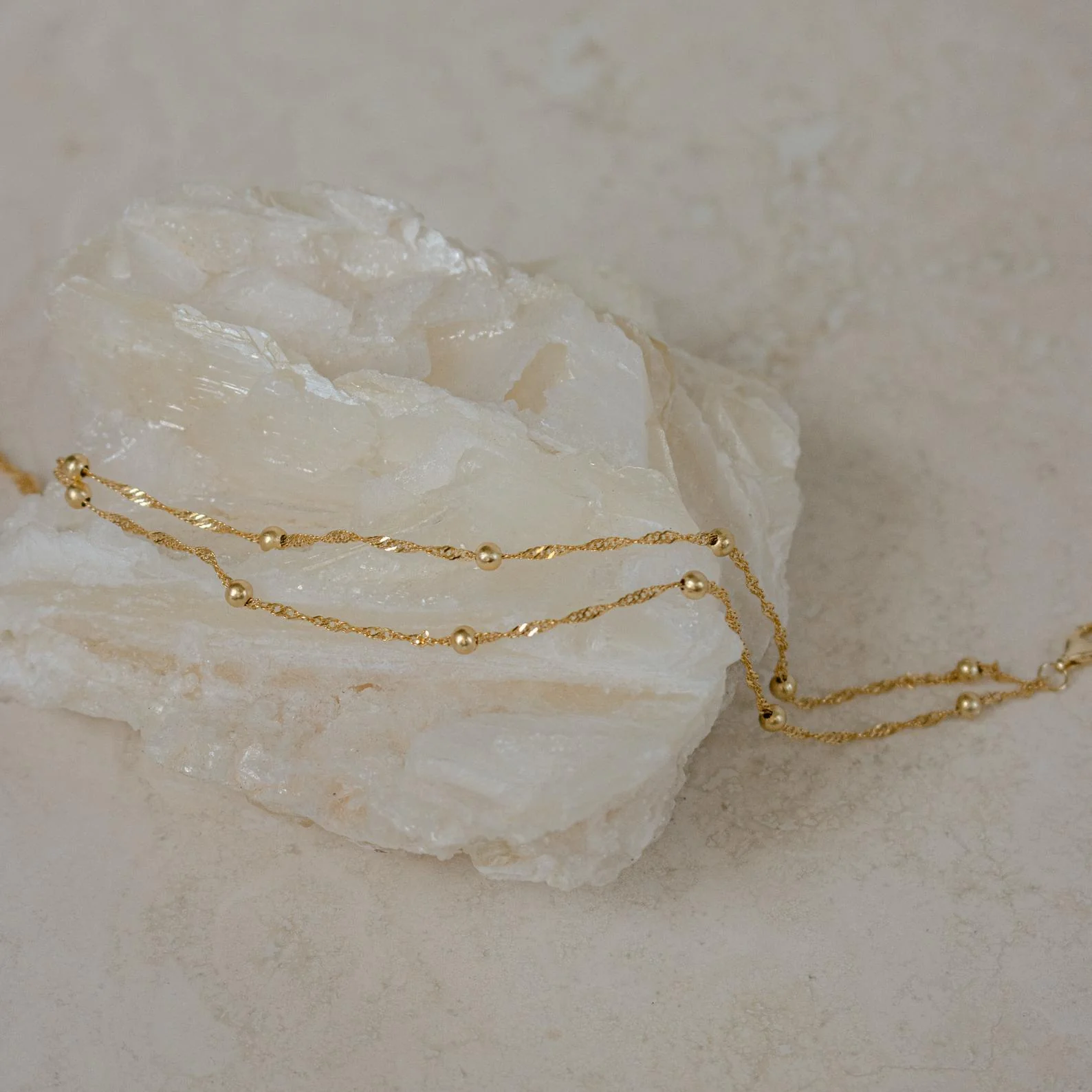Duo Bead Chain Anklet in 18K Gold - Image 4