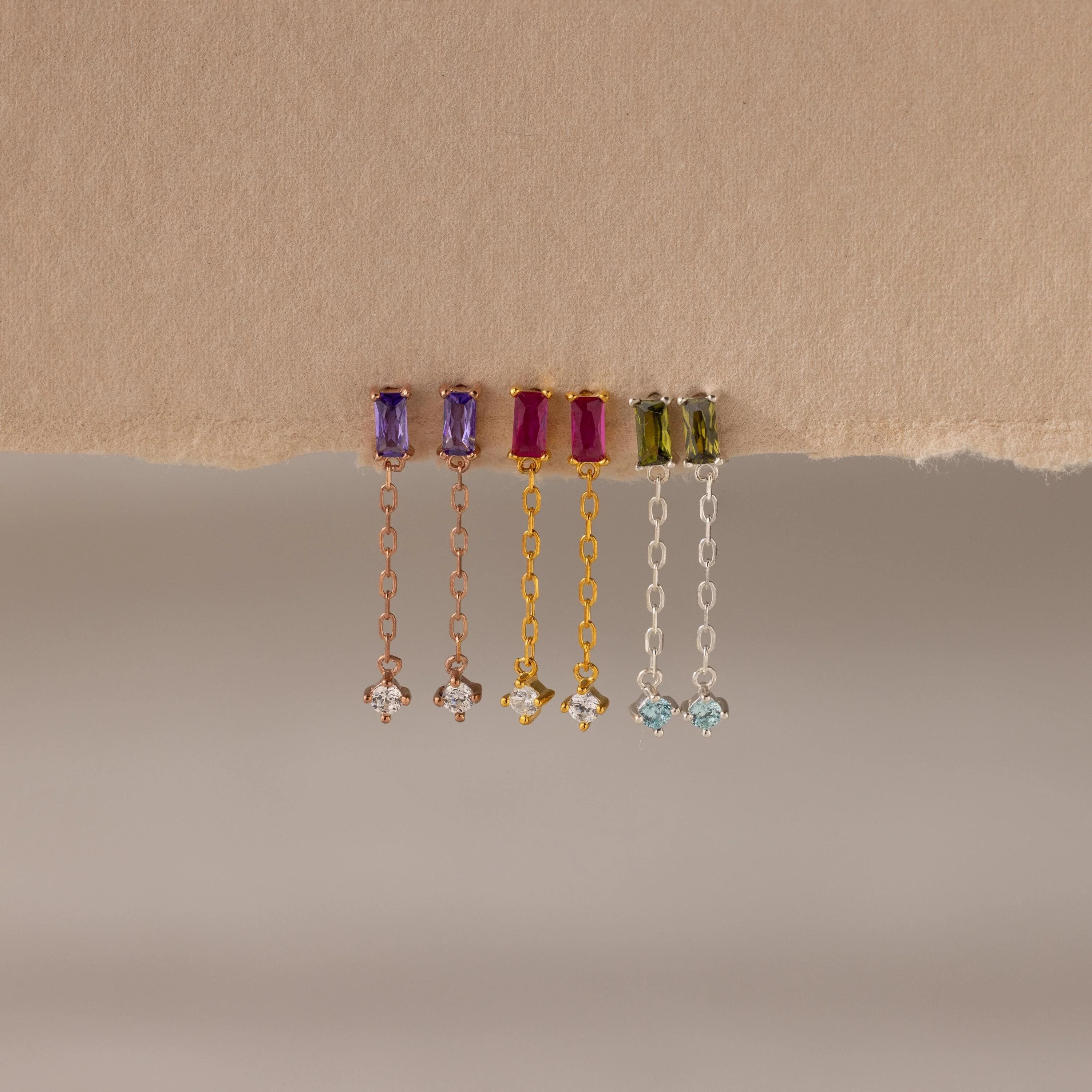 Duo Birthstone Drop Studs - Image 3
