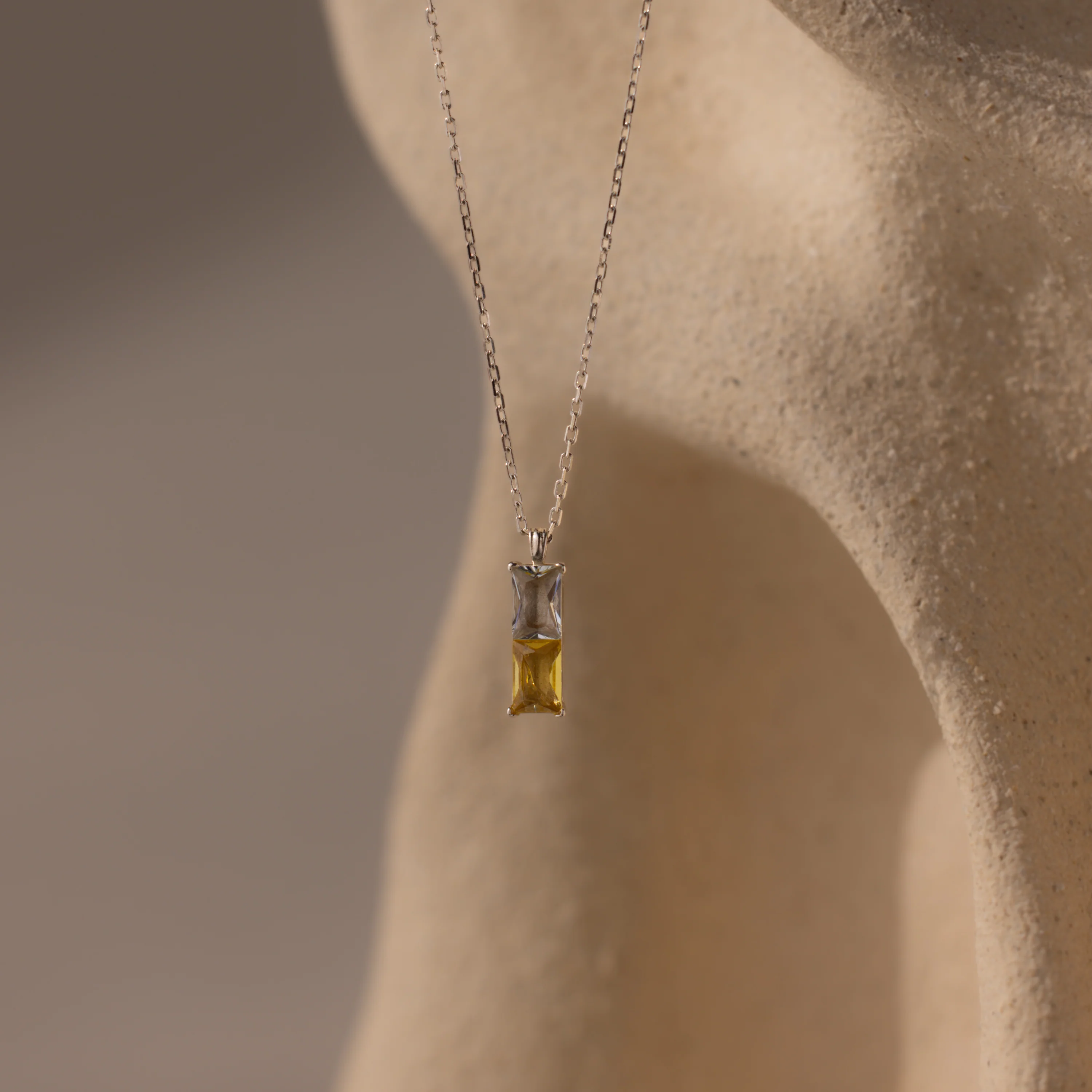 Duo Birthstone Name Necklace in Silver - Image 3