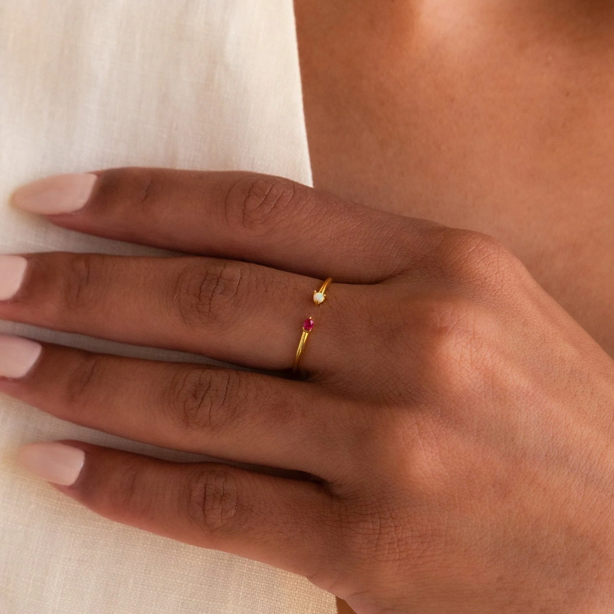 Duo Birthstone & Opal Ring - Image 4