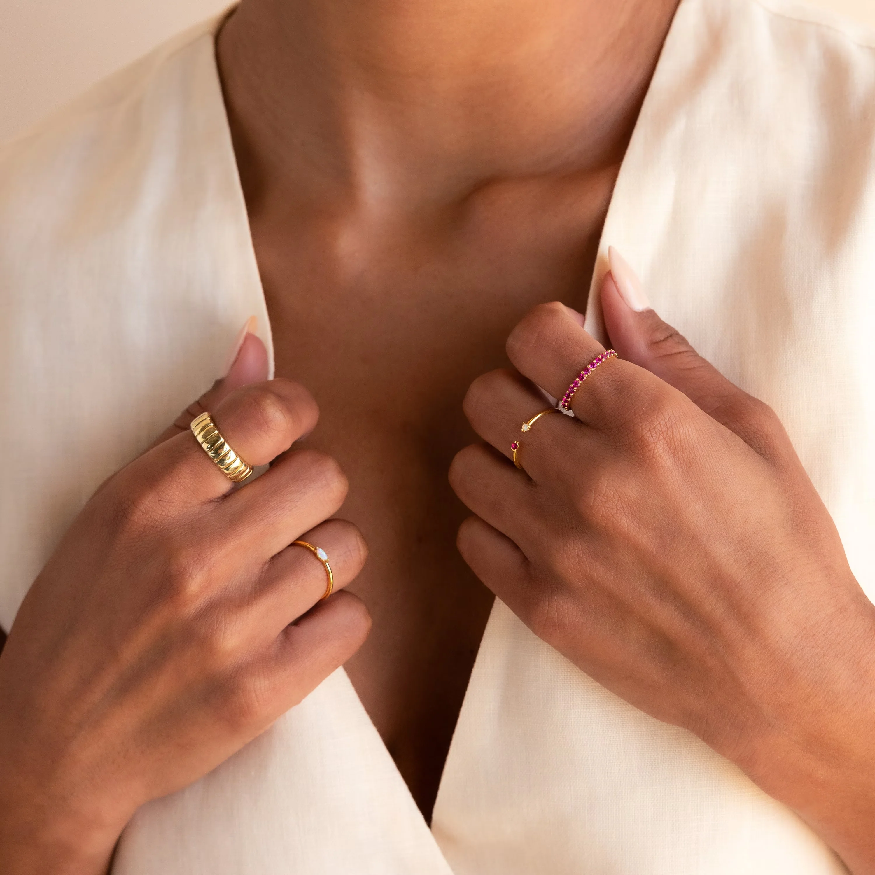 Duo Birthstone & Opal Ring - Image 6