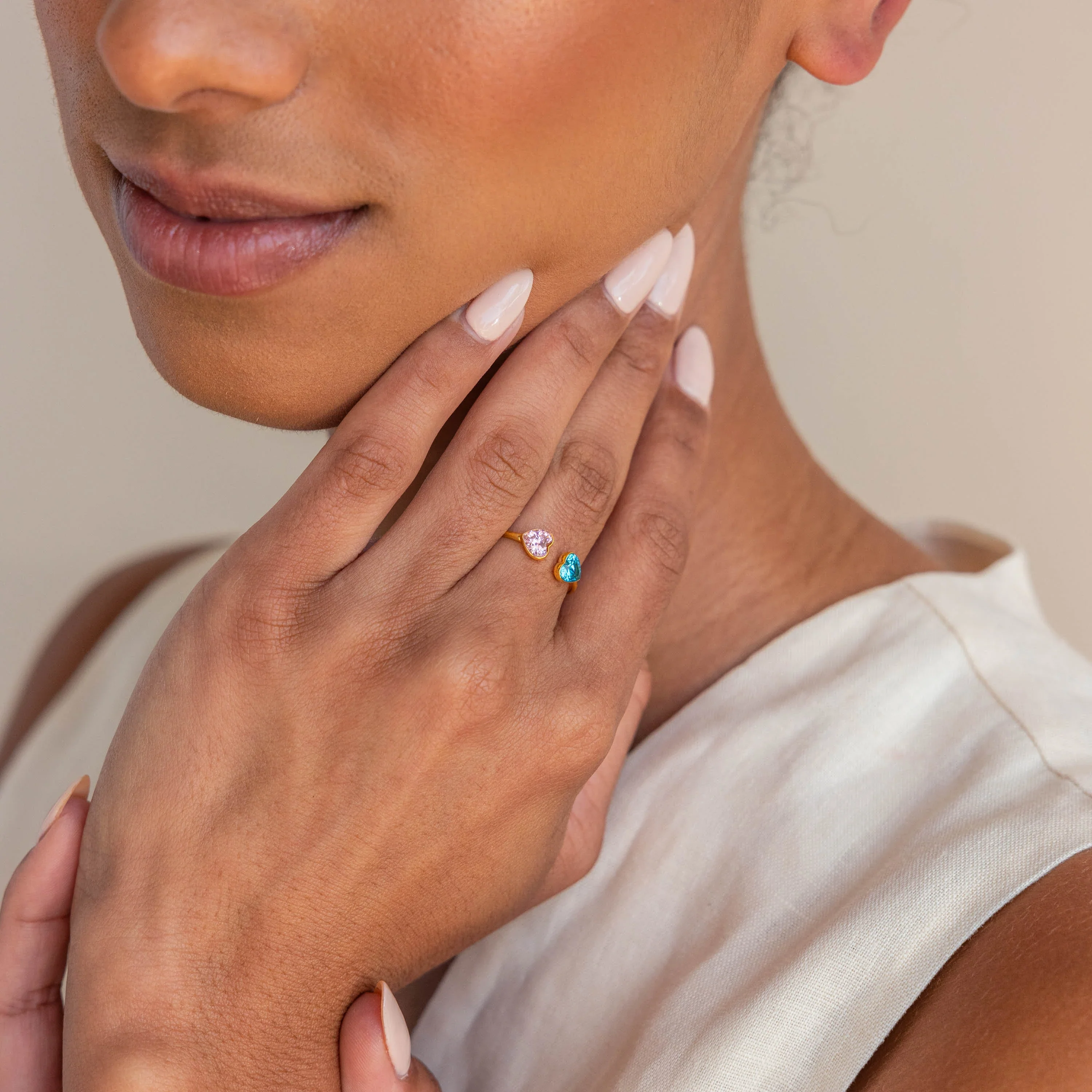 Duo Heart Birthstone Ring - Image 3