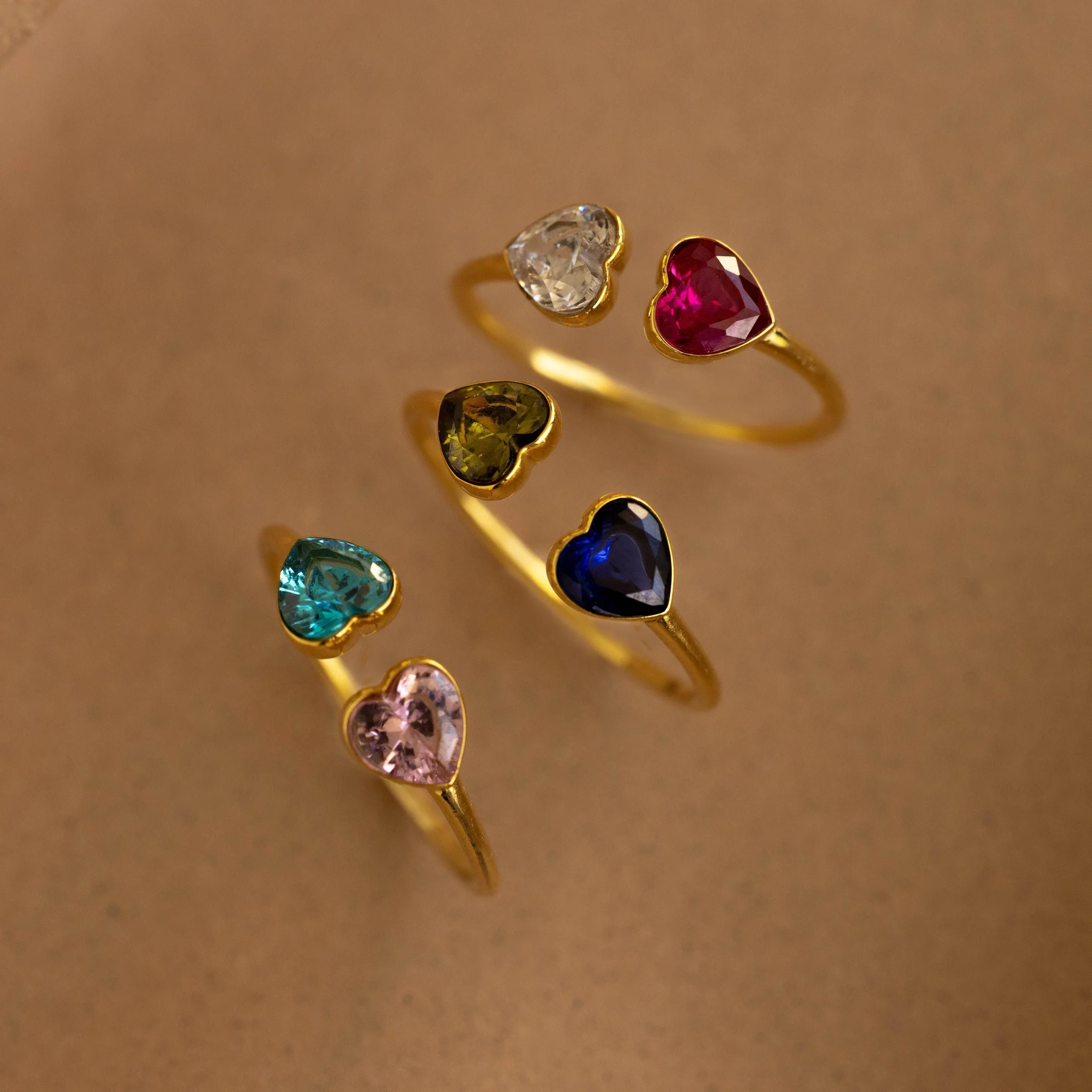 Duo Heart Birthstone Ring - Image 4
