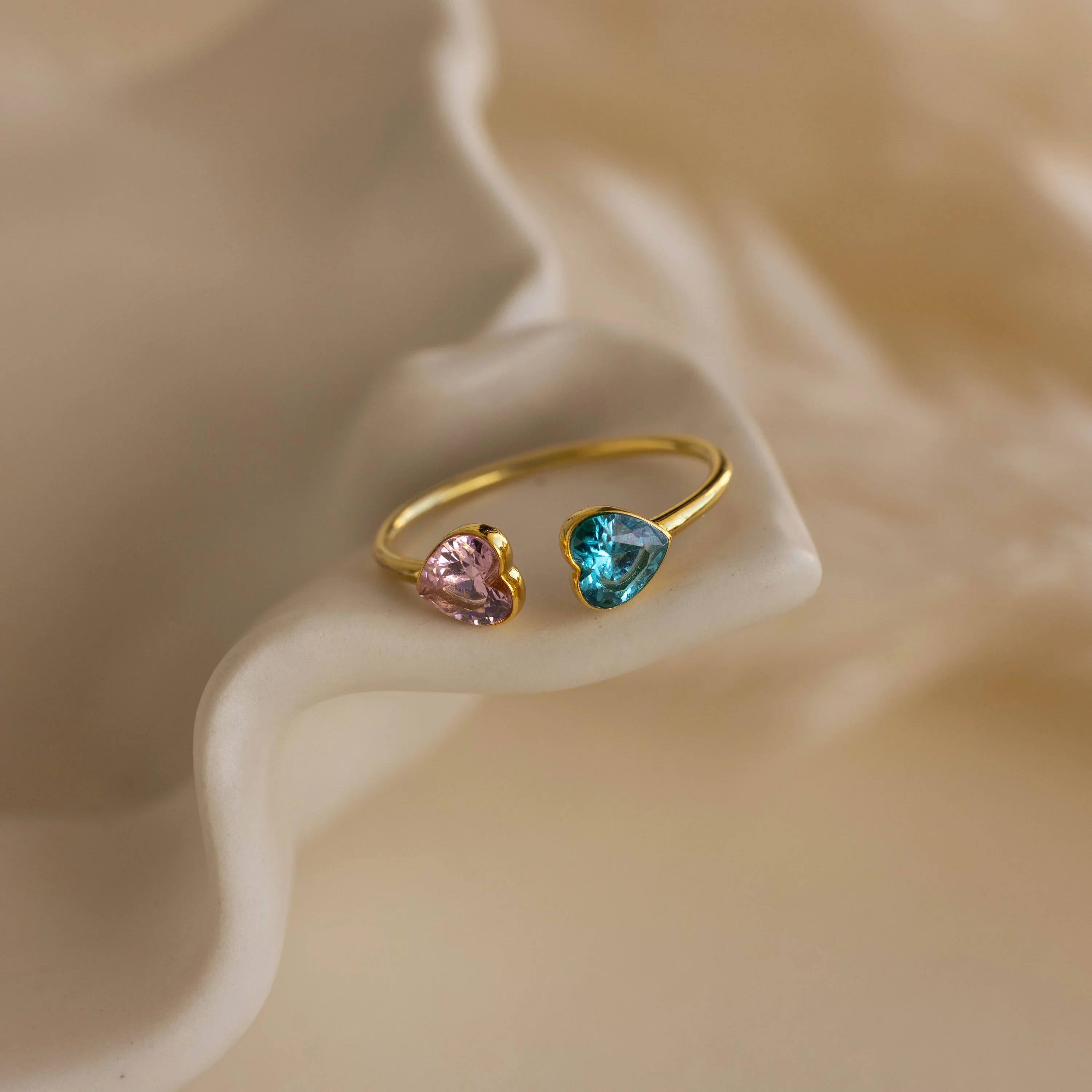 Duo Heart Birthstone Ring - Image 6