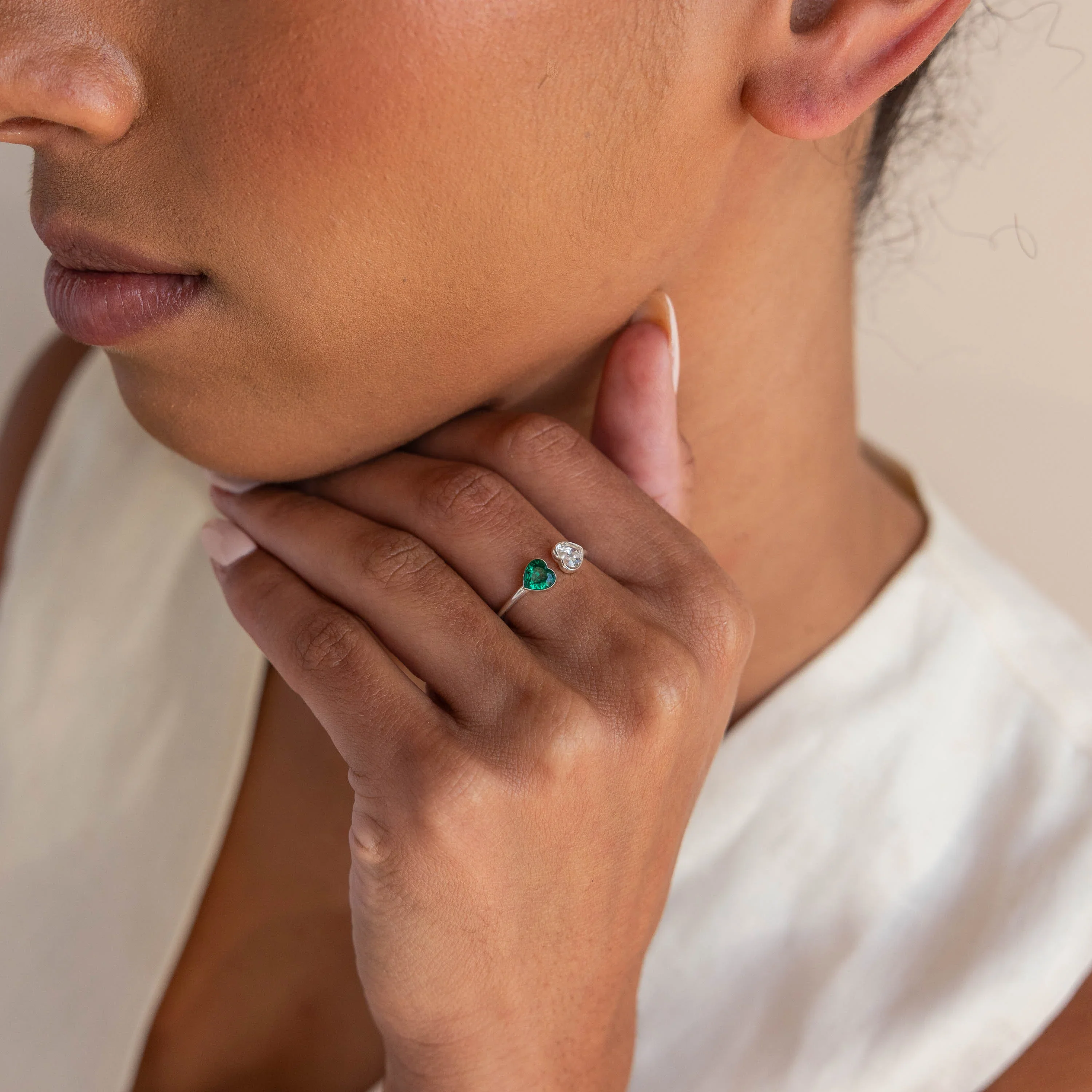 Duo Heart Birthstone Ring - Image 7