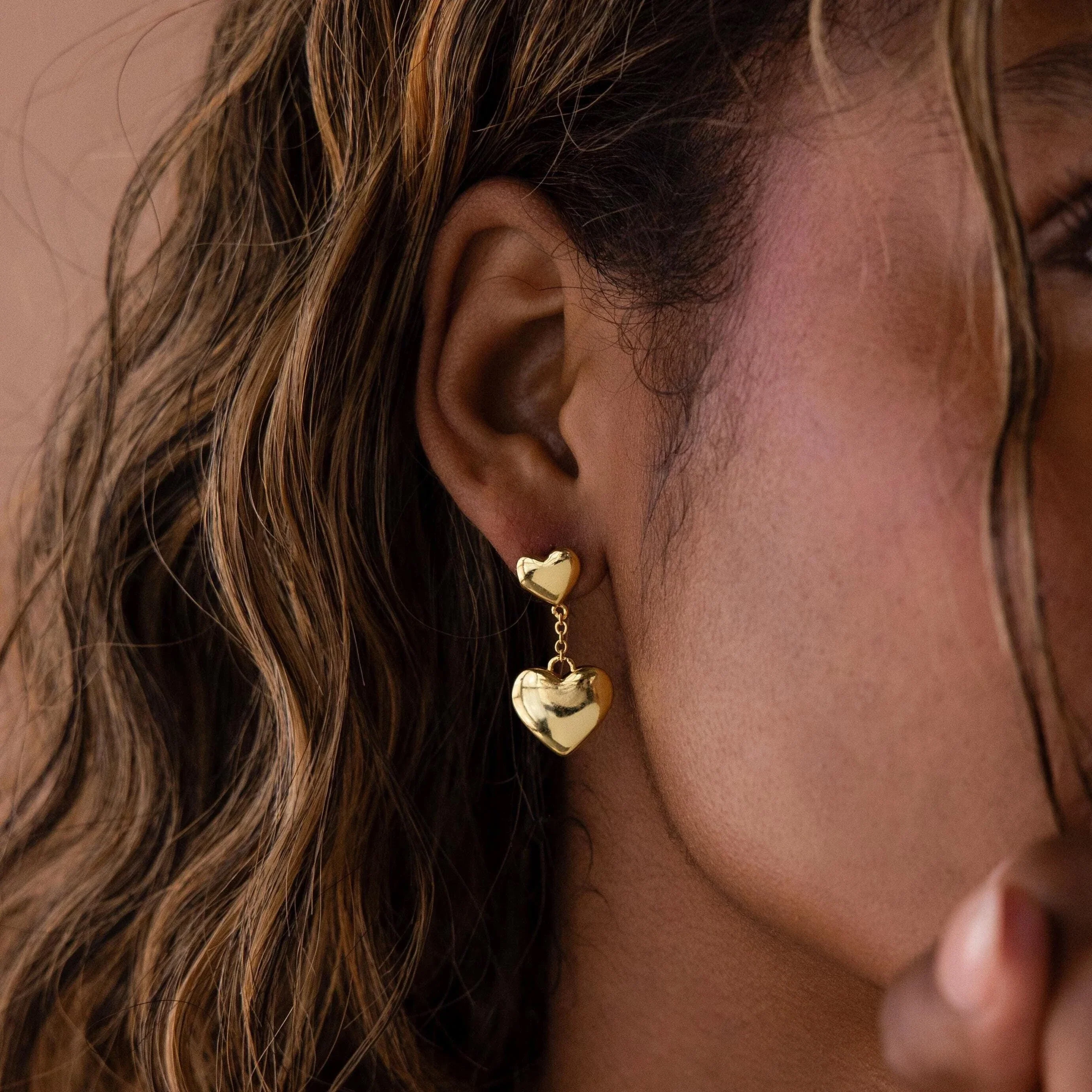 Duo Heart Drop Studs - Image 2