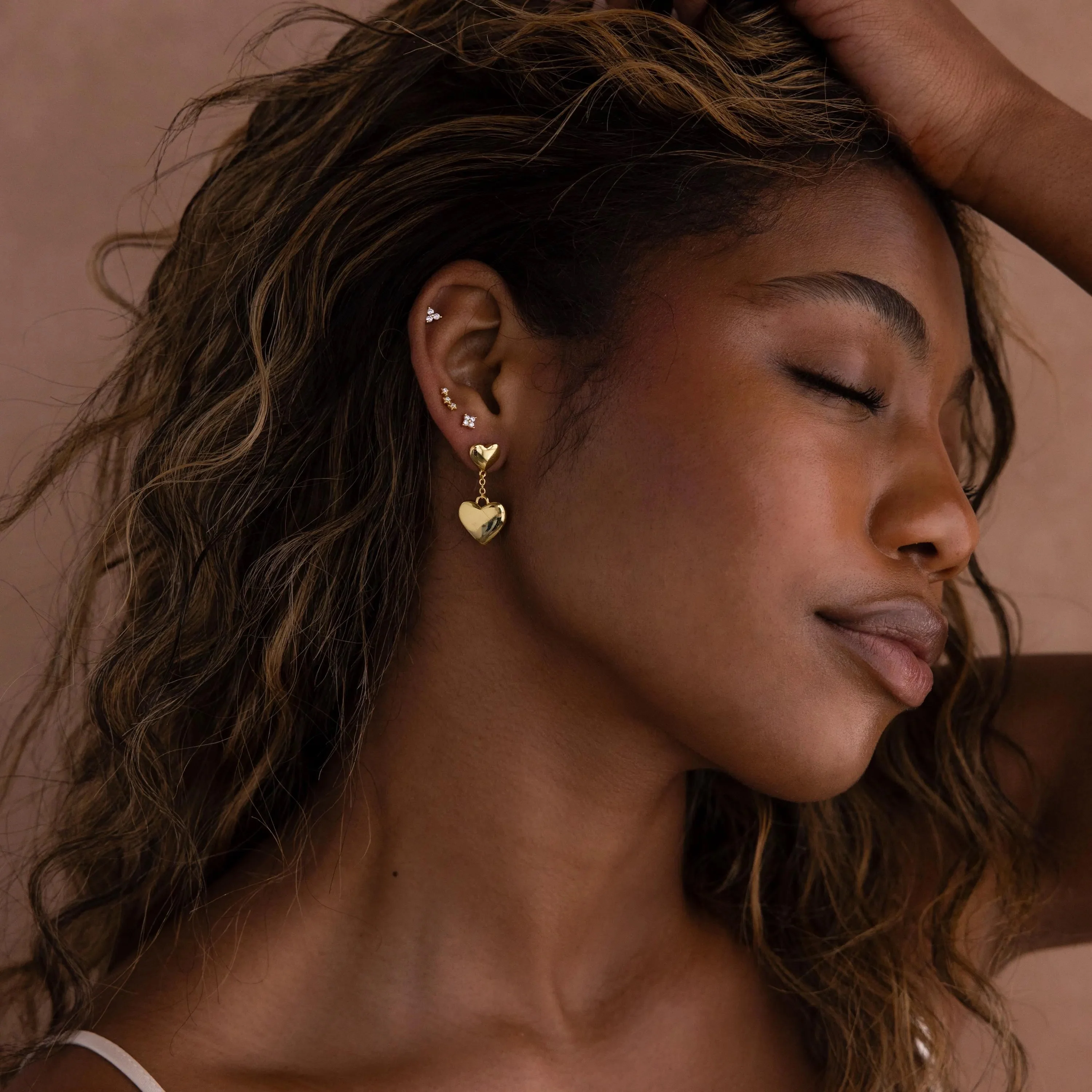 Duo Heart Drop Studs - Image 8