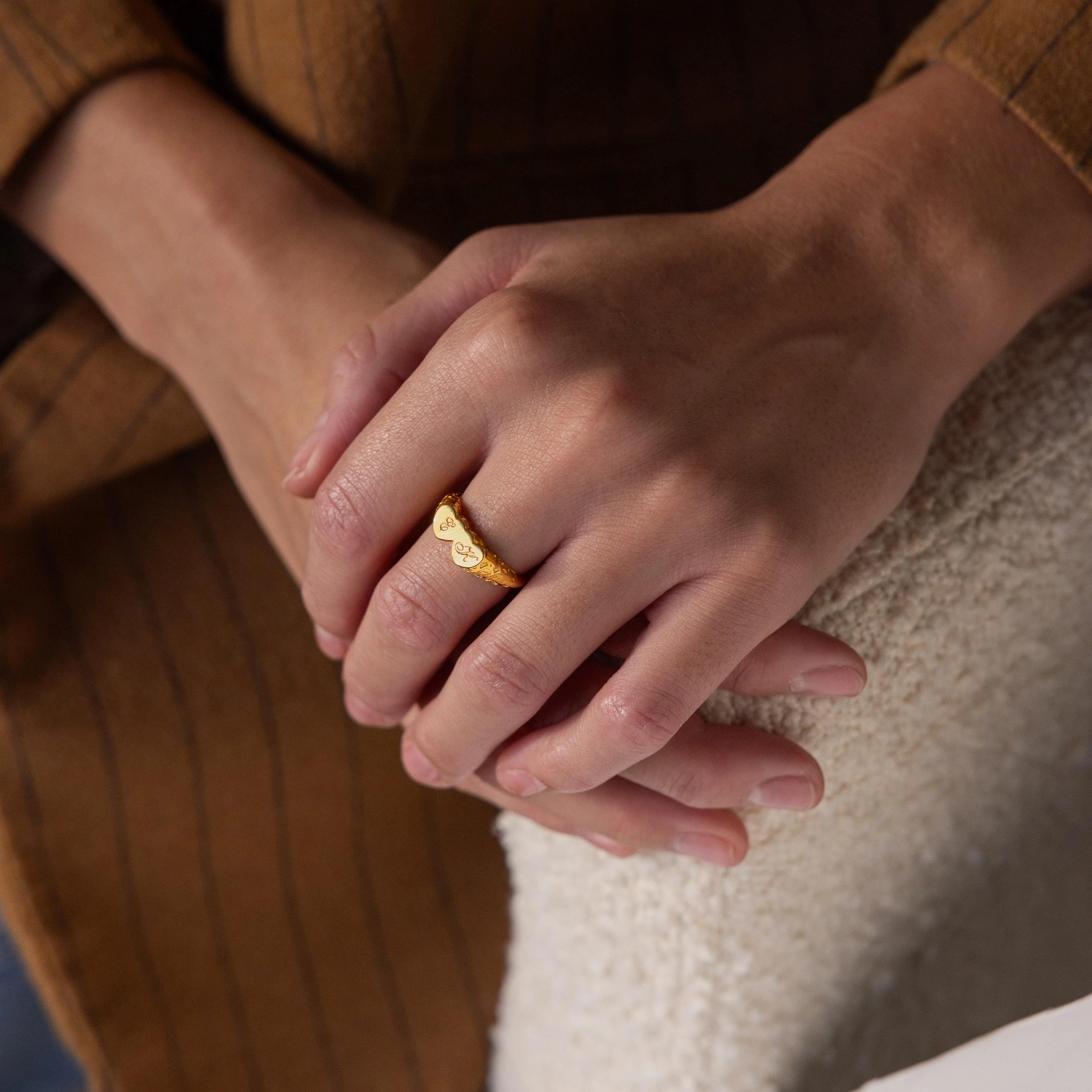 Duo Initial Heart Ring - Image 2
