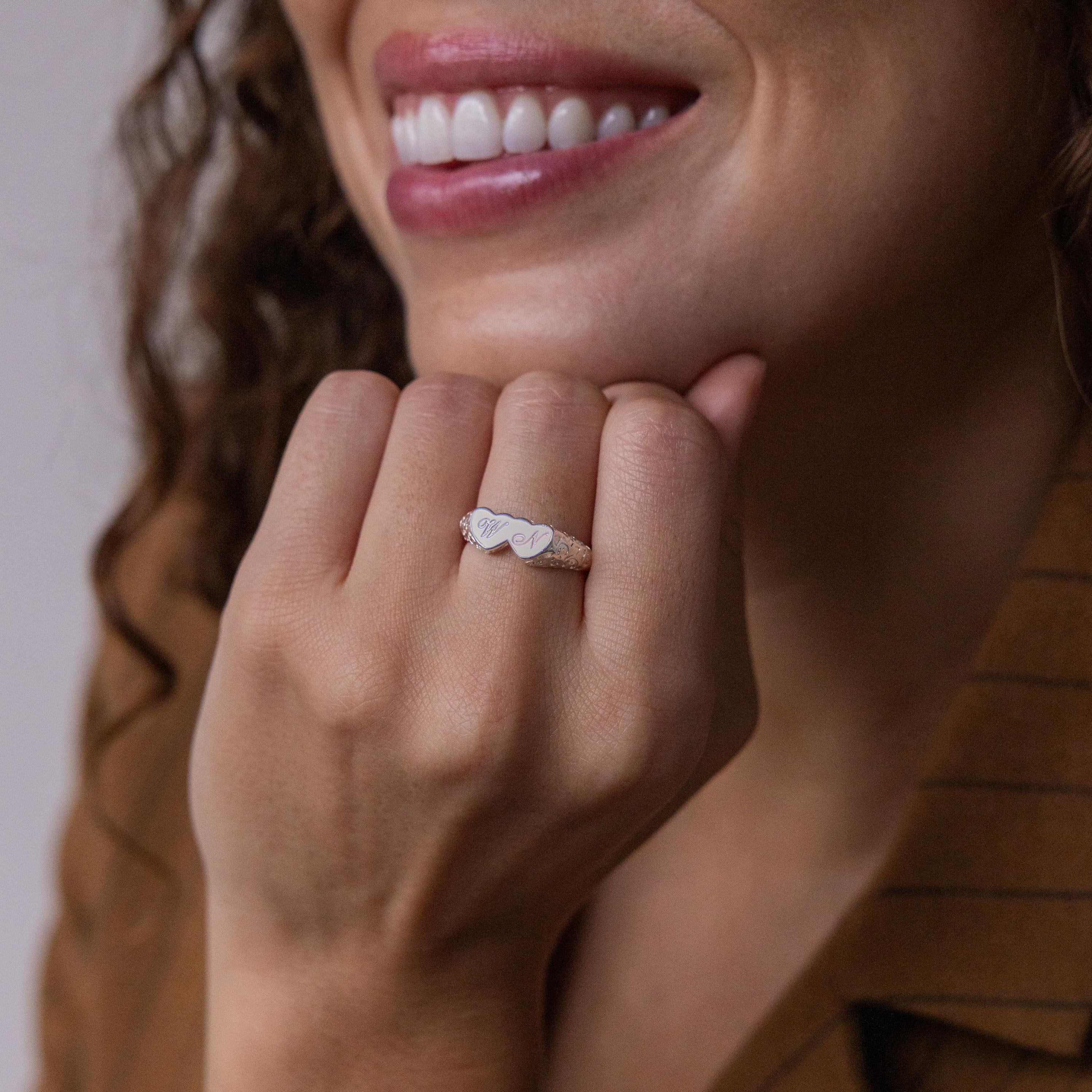 Duo Initial Heart Ring - Image 4