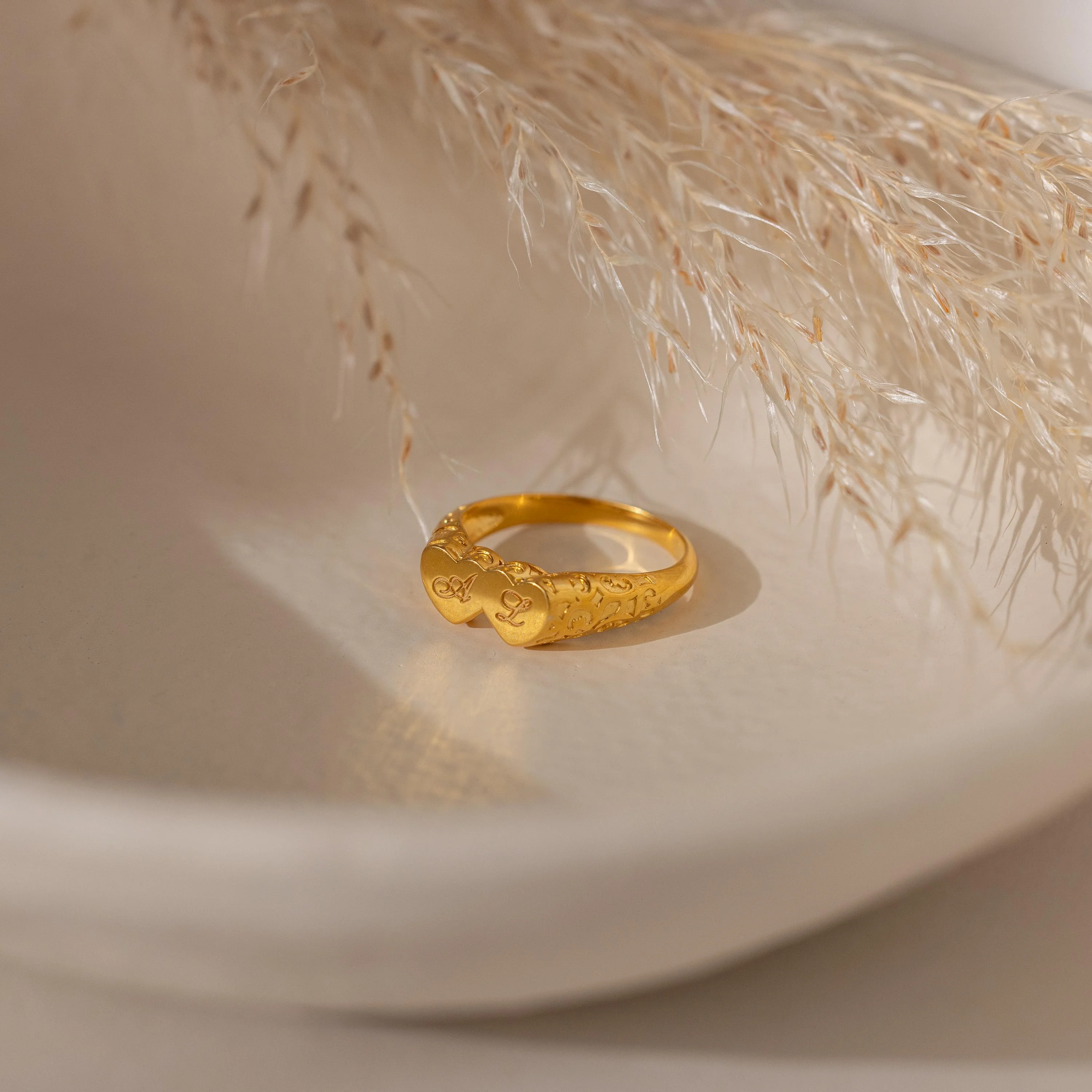 Duo Initial Heart Ring - Image 7