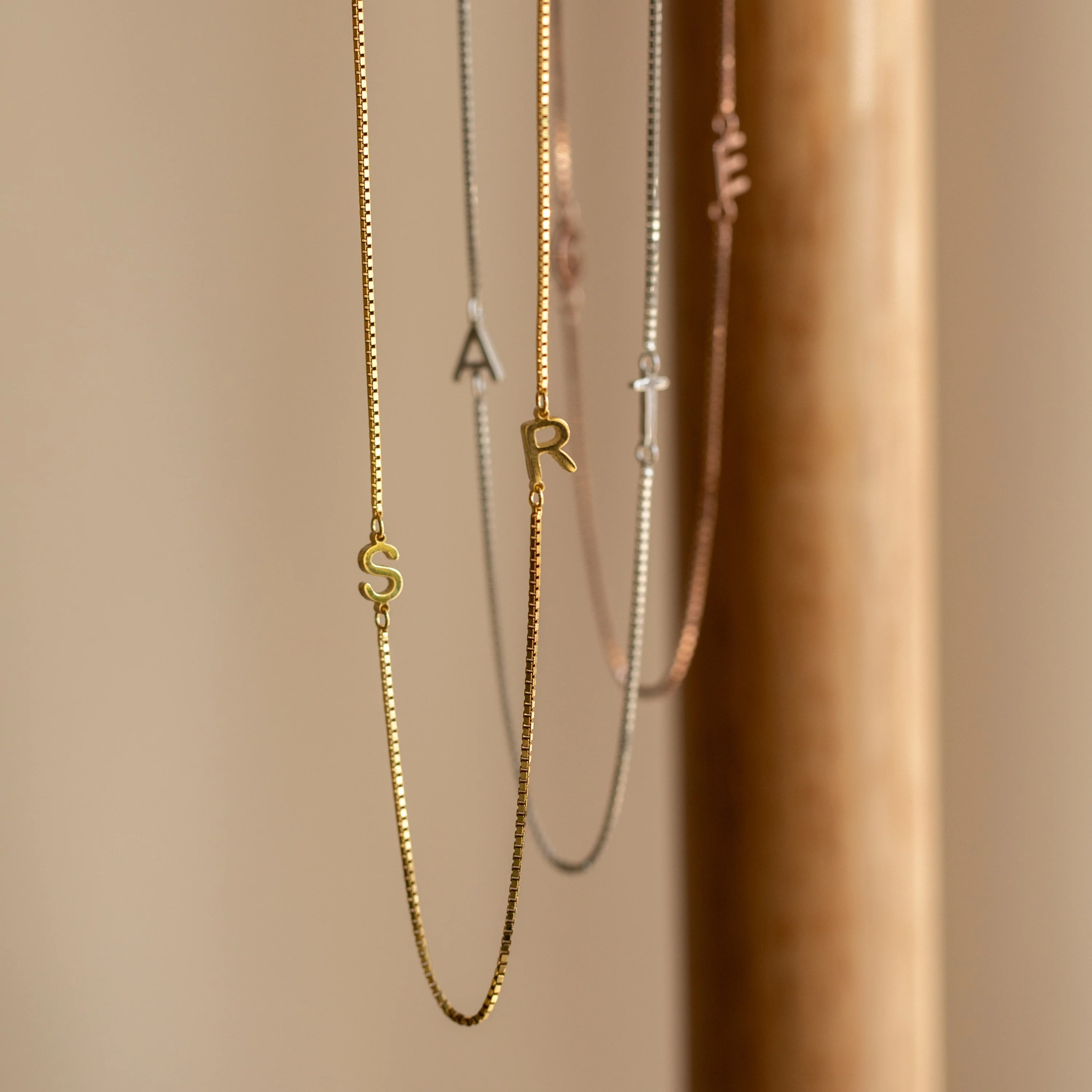 Duo Initial Necklace in Box Chain - Image 3